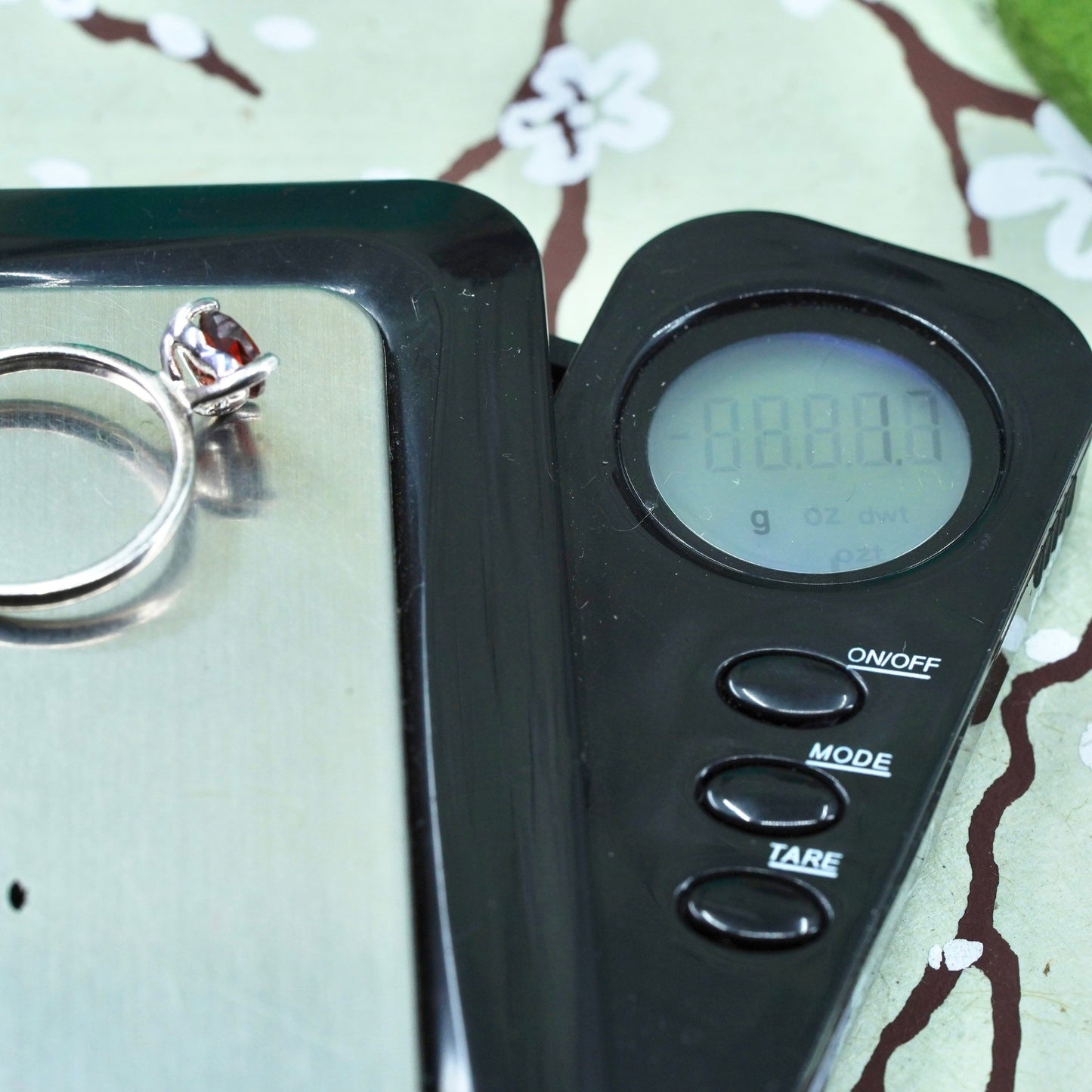Size 6, Sterling 925 silver ring, engagement stackable ring with heart garnet