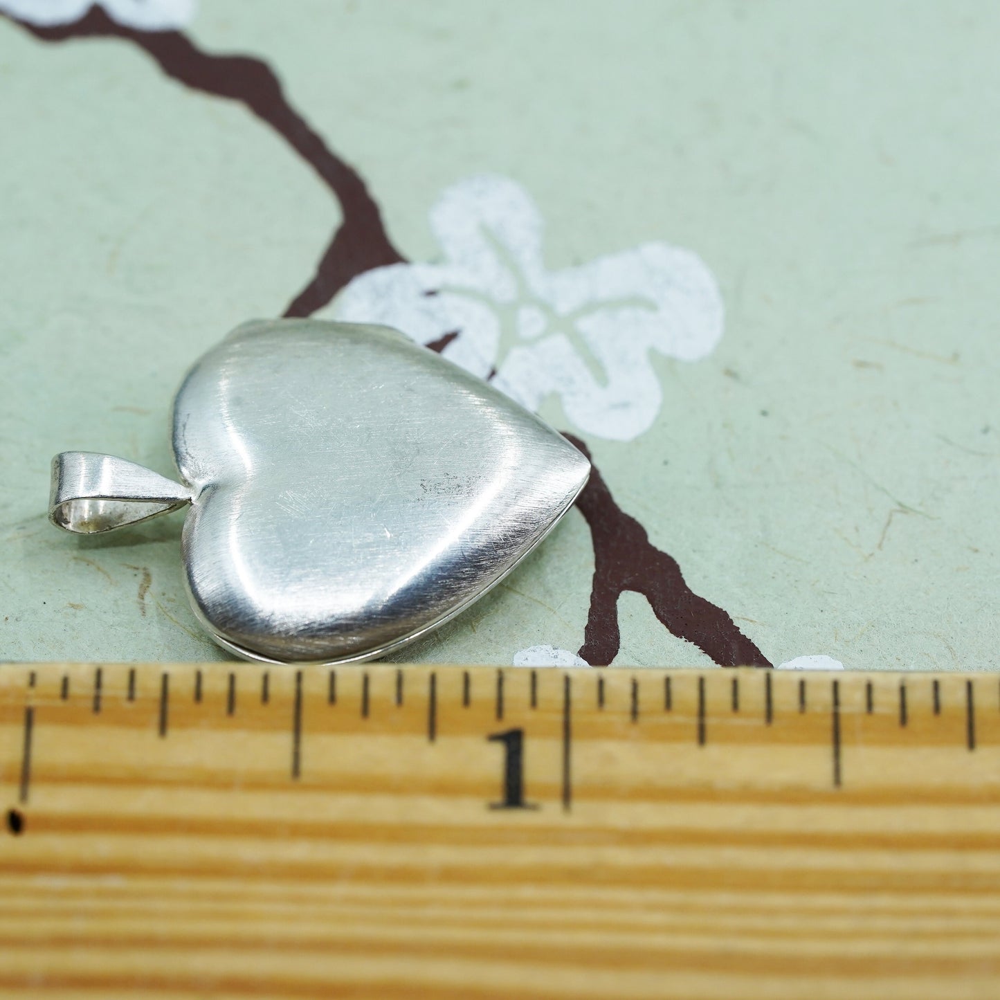 Vintage sterling silver photo locket charm pendant, 925 heart with cz star