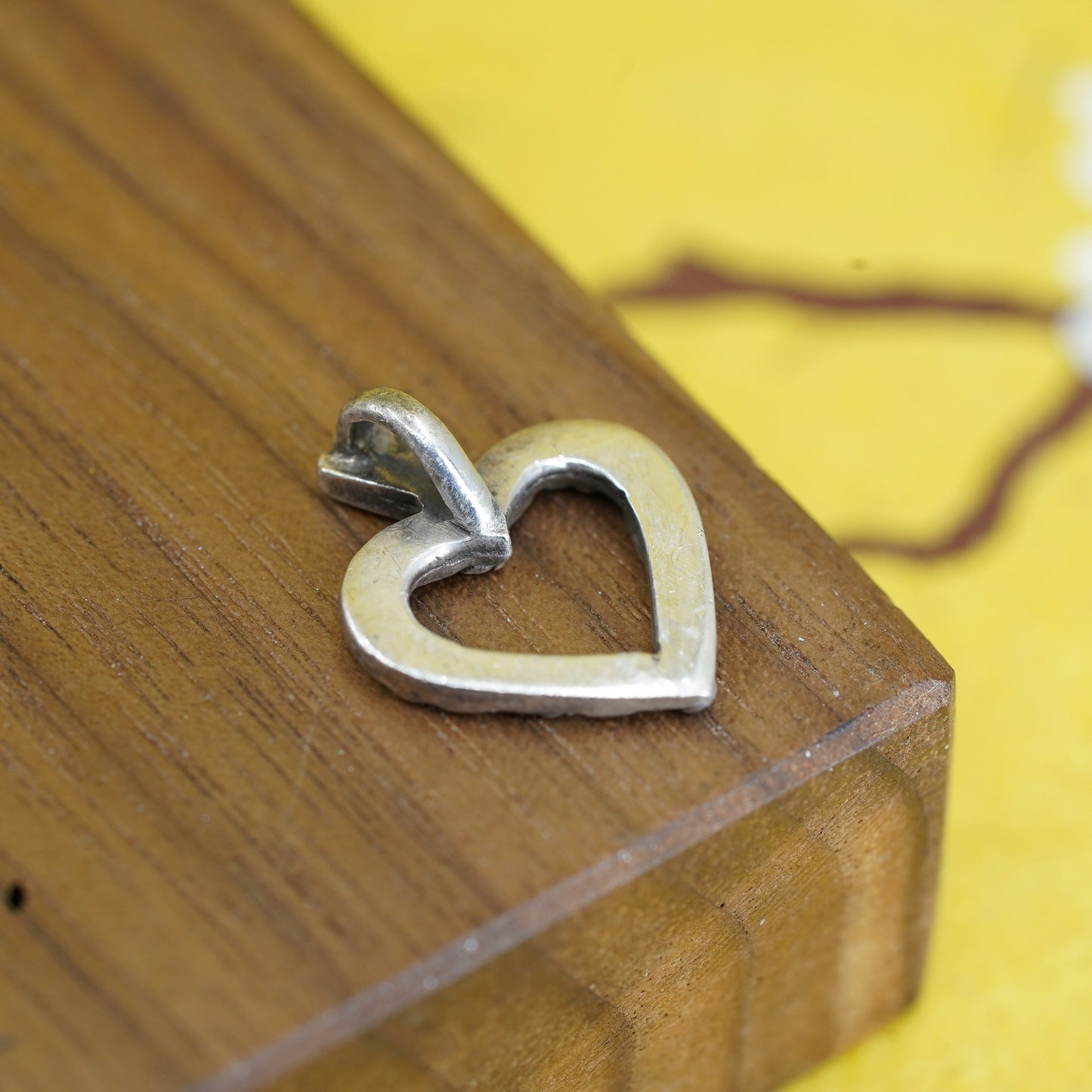 Vintage Sterling silver handmade pendant, 925 floral heart