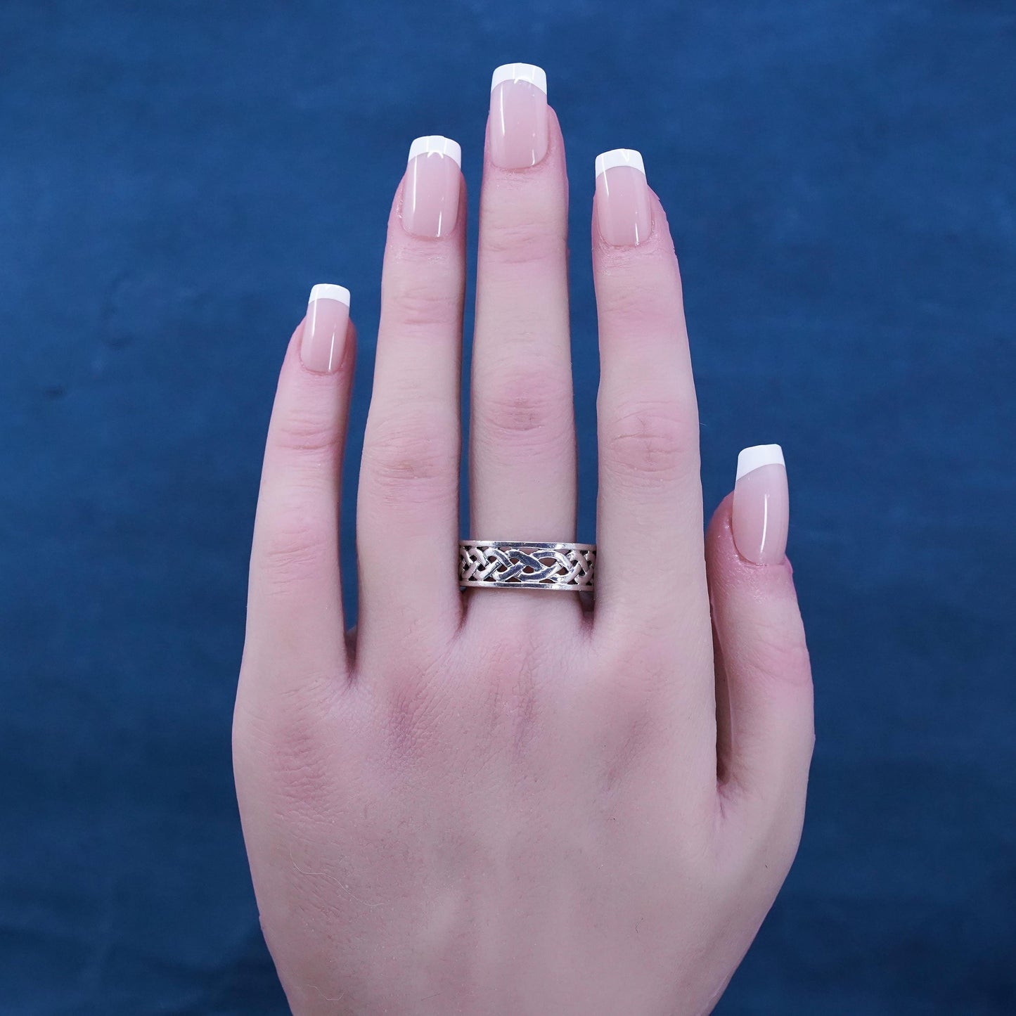 Size 11, vintage Sterling silver handmade ring, irish celtic knot 925 band