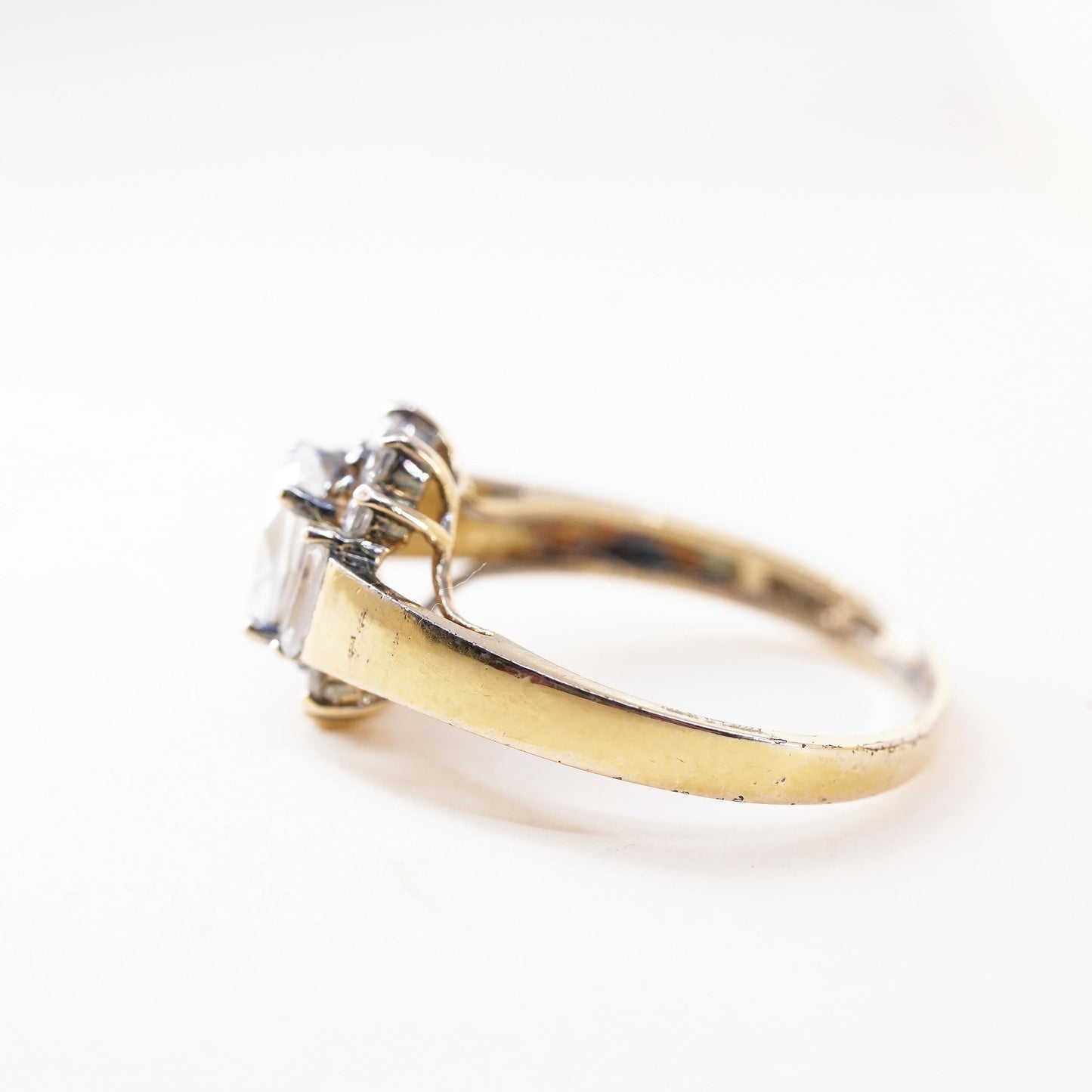 Size 5.25, vermeil gold over sterling silver CZ ring, 925 engagement ring