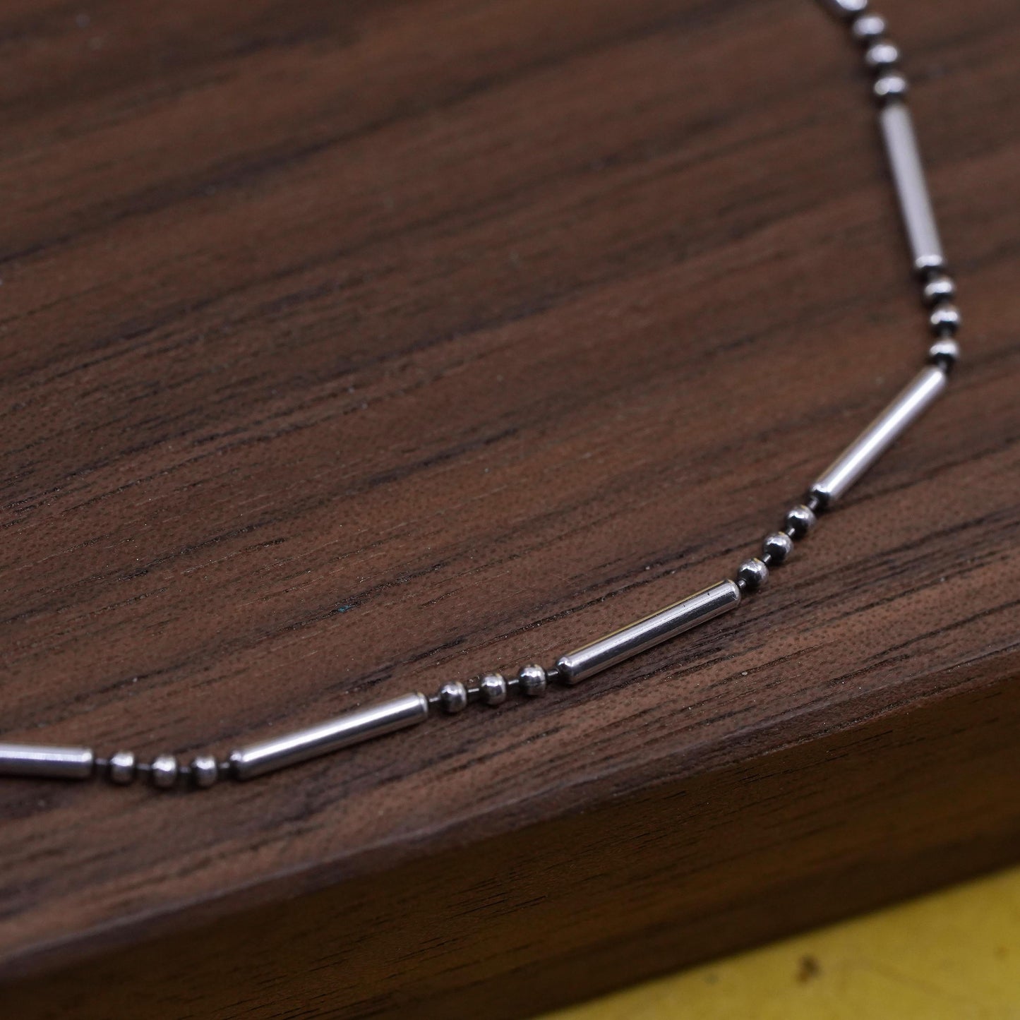 8.75”, Vintage Sterling silver handmade bracelet, 925 bar bead link chain