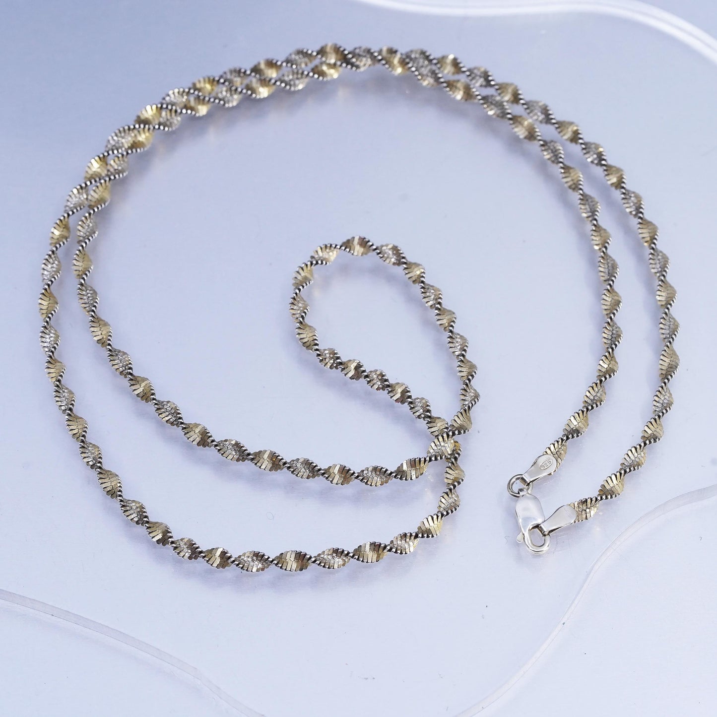 24", Italy vermeil gold over Sterling 925 silver twisted herringbone necklace