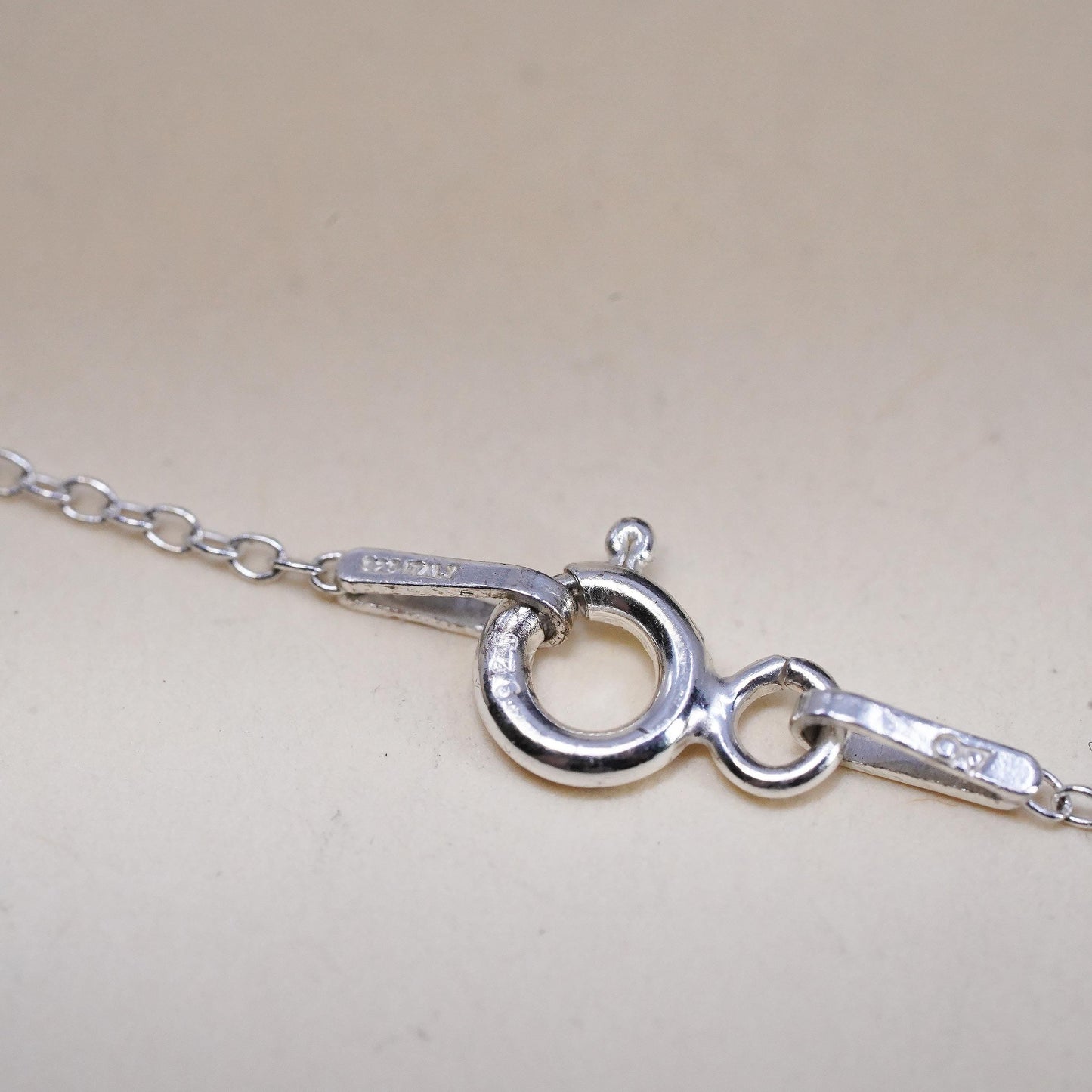 18", Sterling silver necklace, 925 heart pendant embossed I’m thankful your