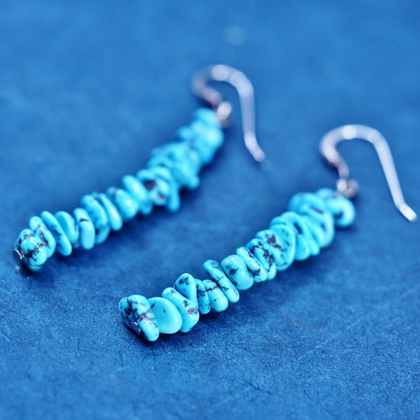 sterling 925 silver handmade earrings with kingman spiderwebbed turquoise beads