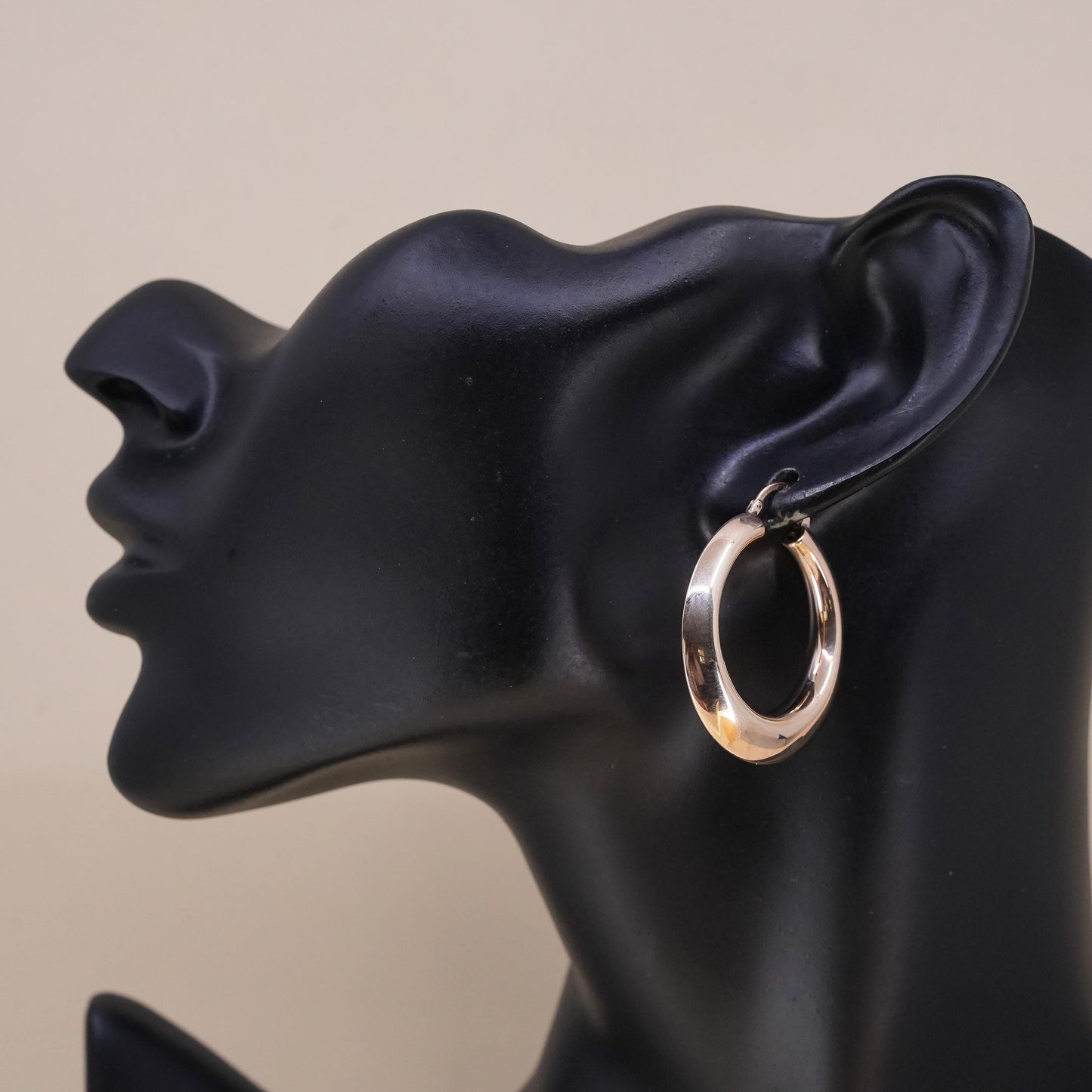 1.5", Italian vermeil gold over sterling 925 silver single earring, hoop
