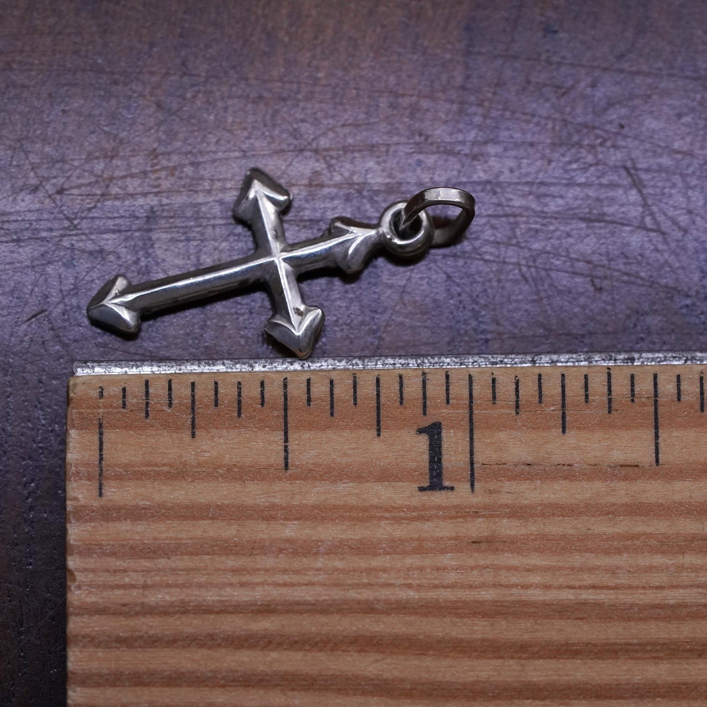 Vintage handmade Sterling silver pendant, 925 cross charm