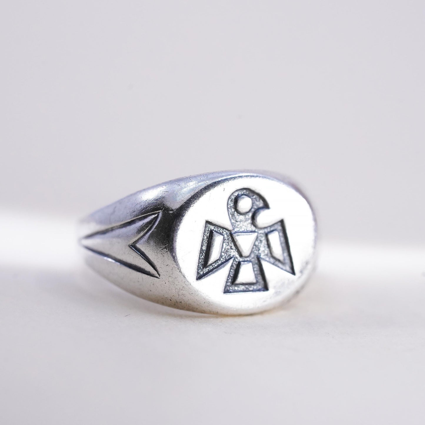Size 8, Native American Bell Trading sterling silver ring, 925 band thunderbird