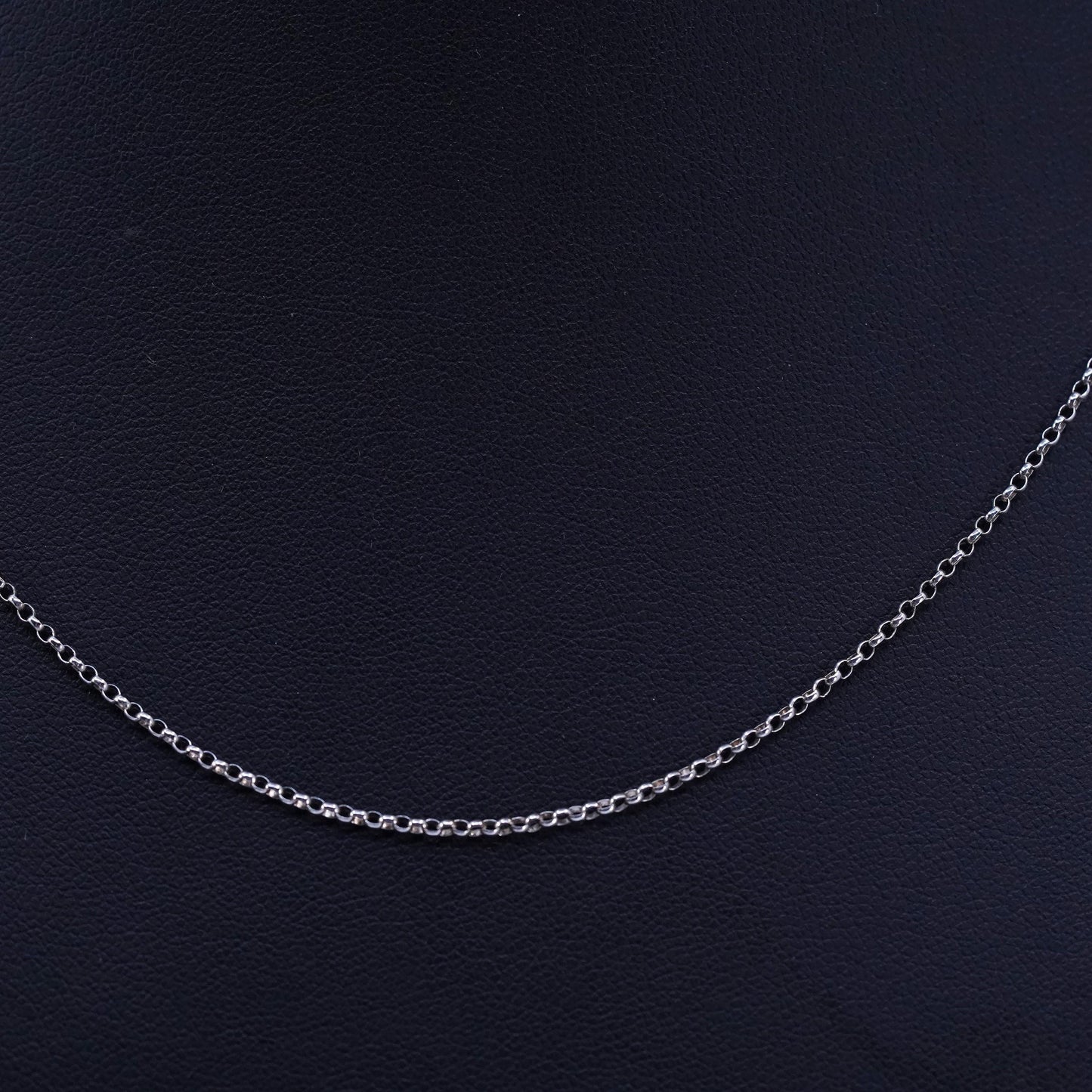 18” 1mm, vintage Sterling 925 silver circle chain necklace