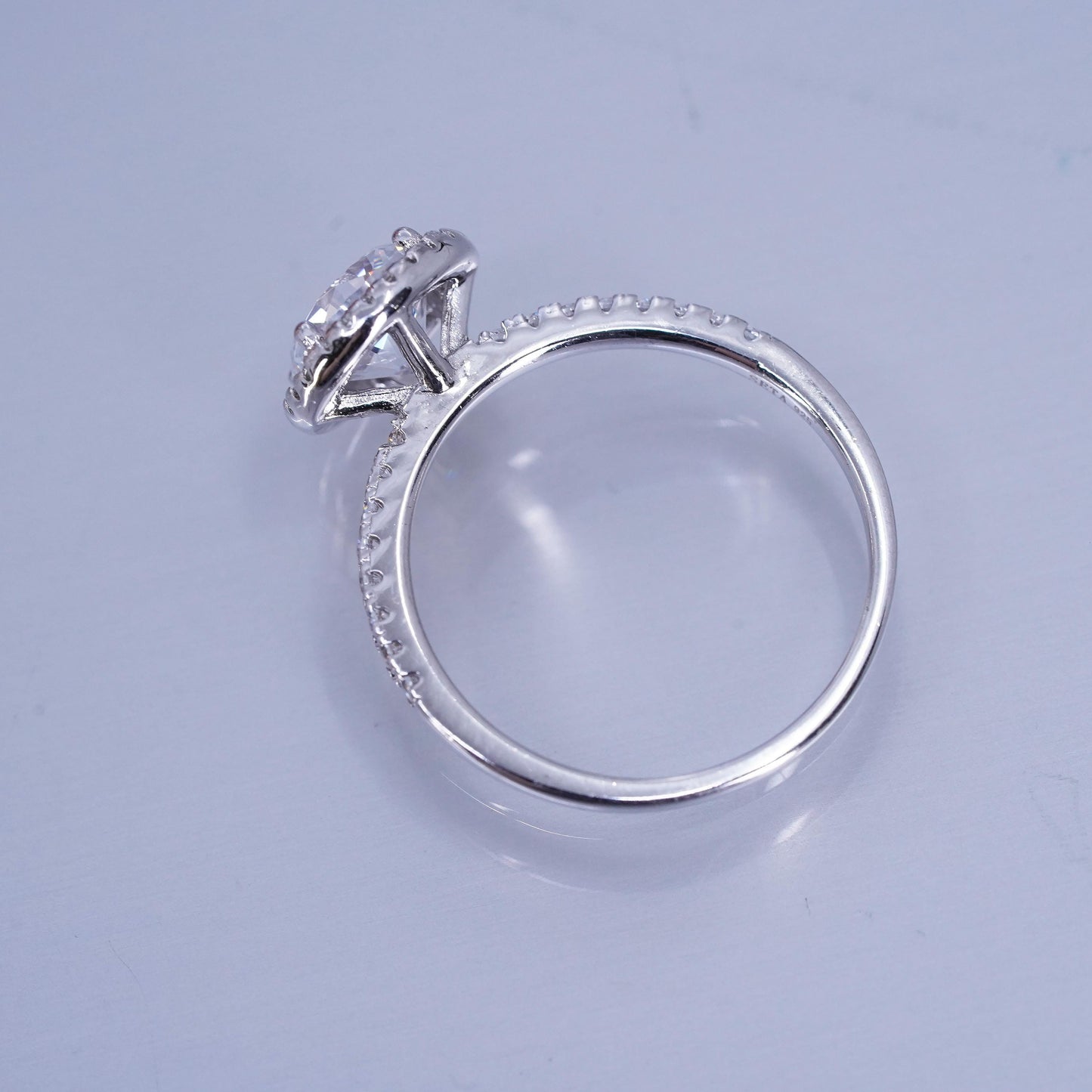 Size 9, vintage Sterling 925 silver statement engagement ring with cluster Cz