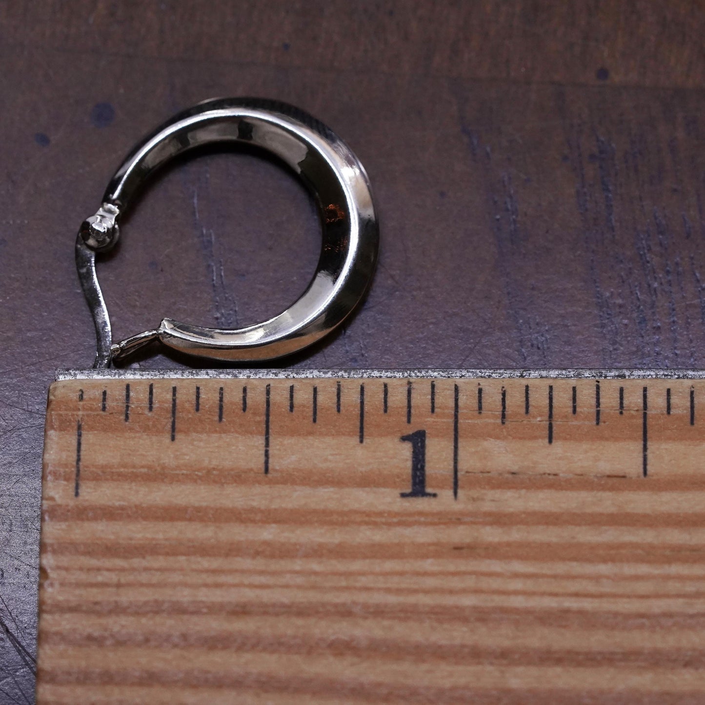 0.75", Vintage sterling silver loop single earring, minimalist primitive hoop