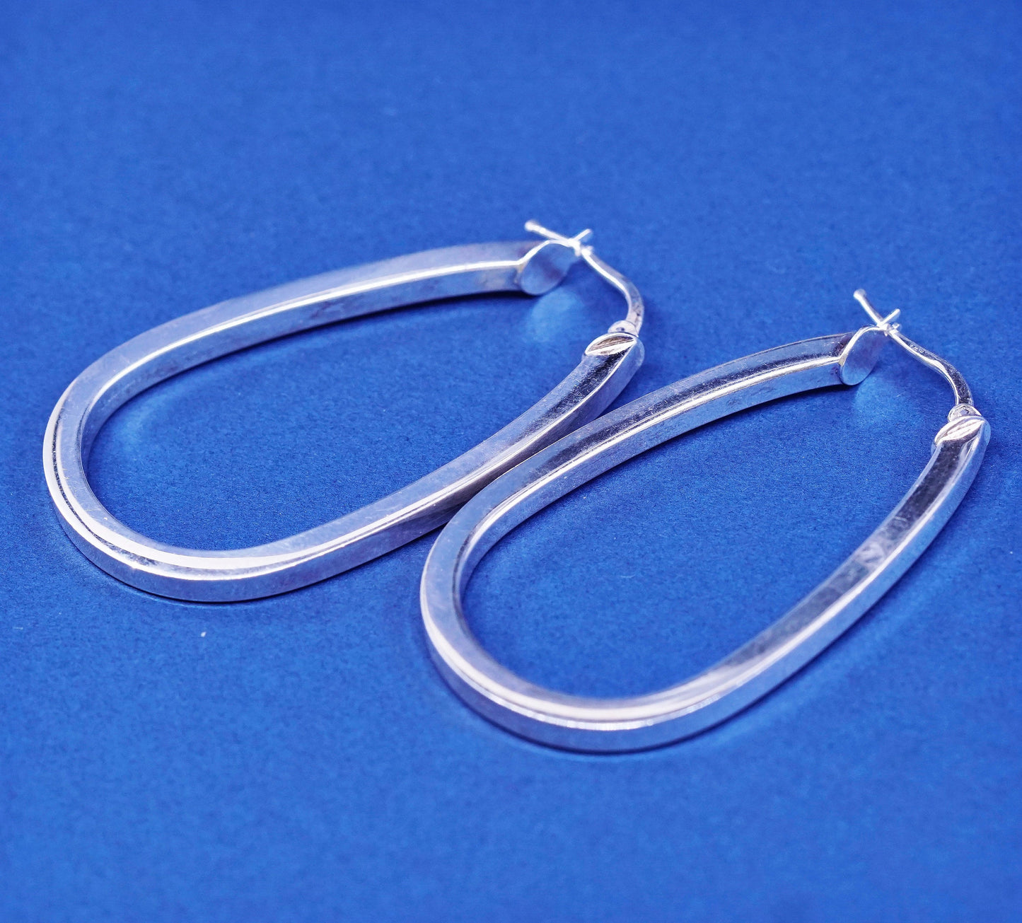 1.5”, vtg dyadema Sterling silver handmade earrings, italy 925 hoops, huggie