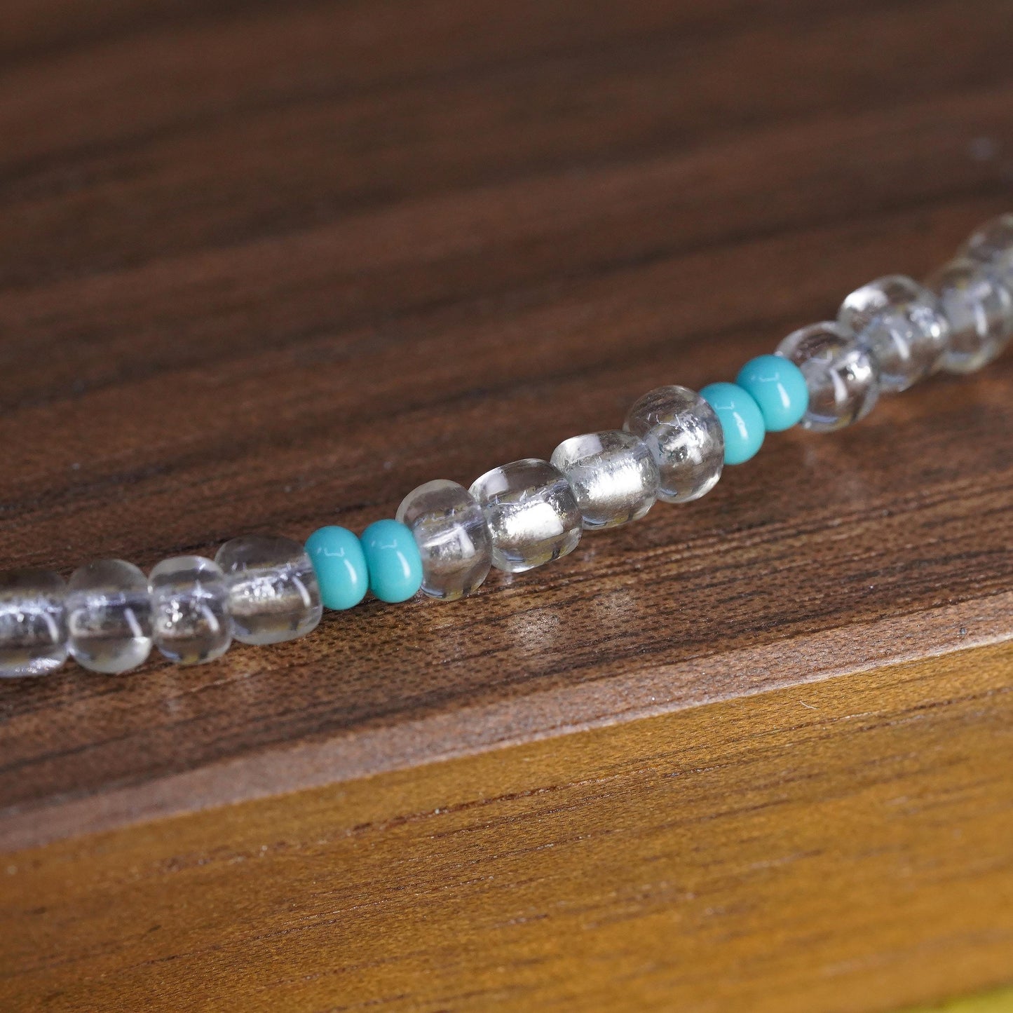 10.5", vintage Sterling silver anklet, 925 bracelet w/ turquoise crystal beads
