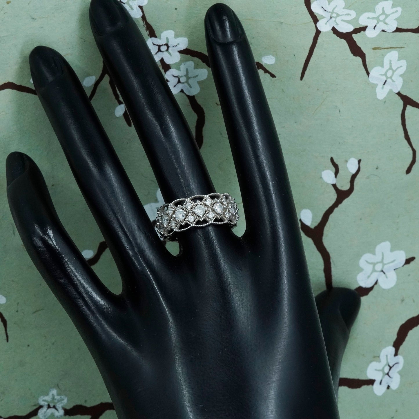 Size 8, Sterling silver ring, 925 silver with Cluster CZ cluster