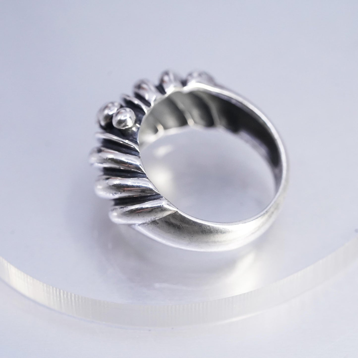 Size 8.25, Silpada Sterling 925 Silver Beaded Dot Swirl Dome Band Ring Retired