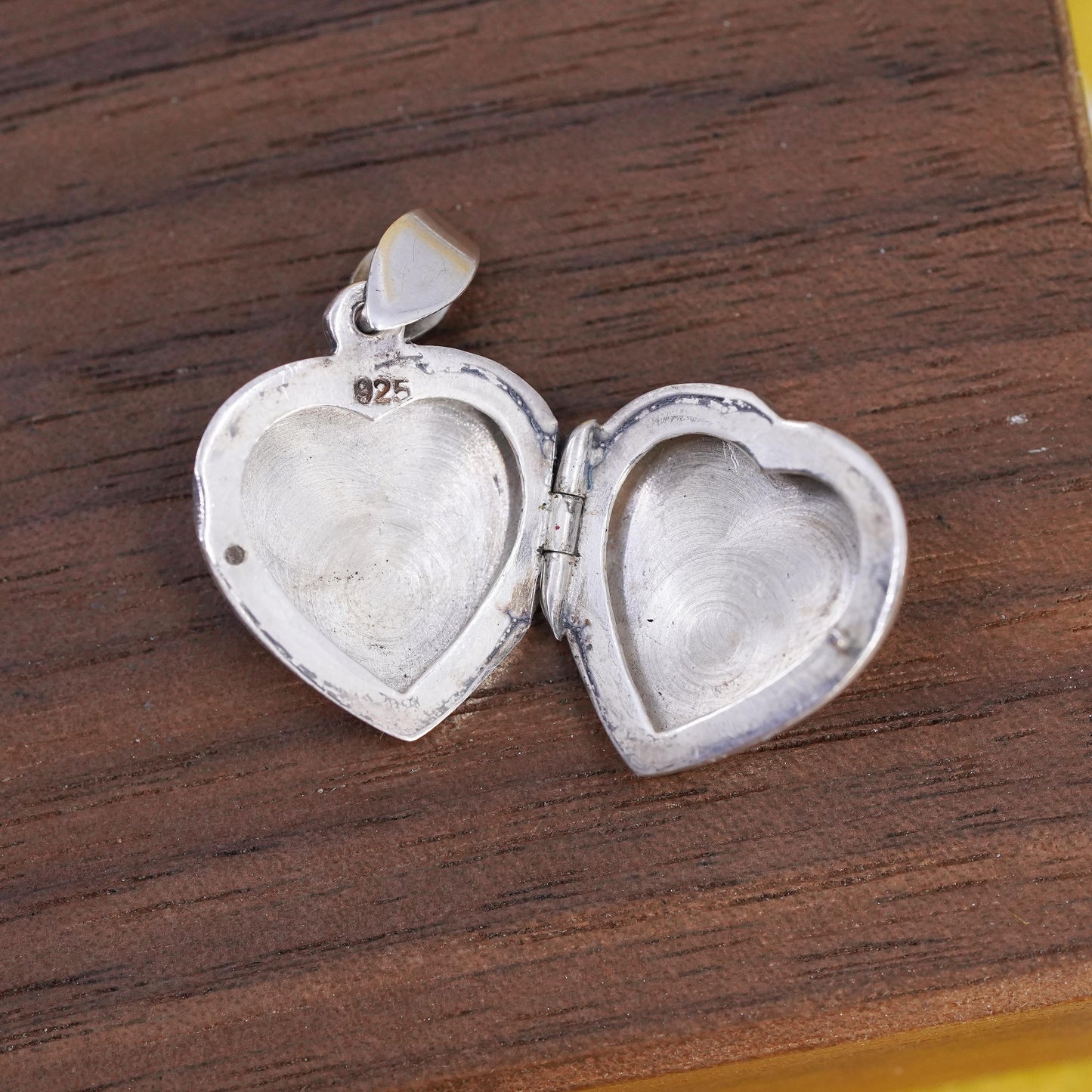 Vintage Sterling silver handmade pendant, 925 heart shaped photo locket