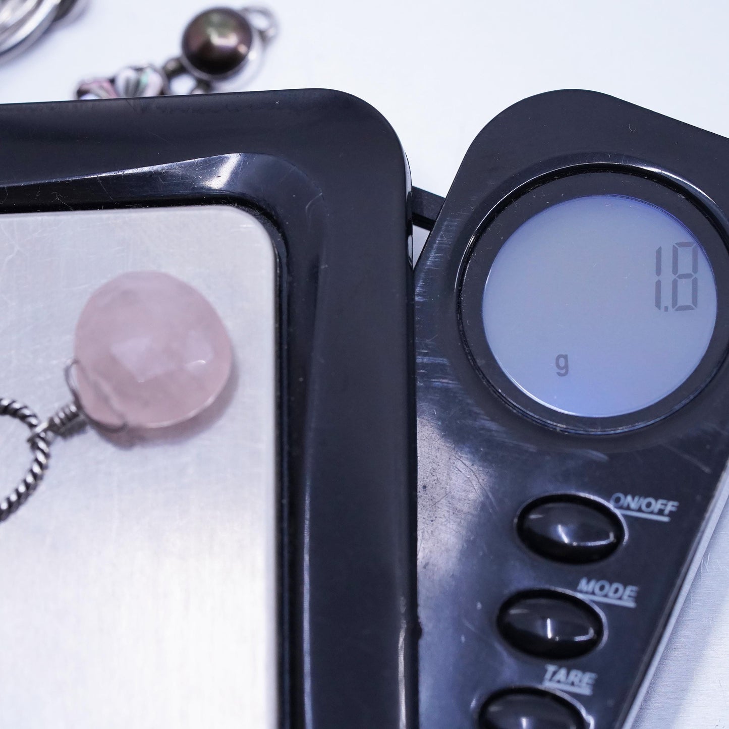 Vintage handmade sterling 925 silver charm with teardrop pink quartz pendant