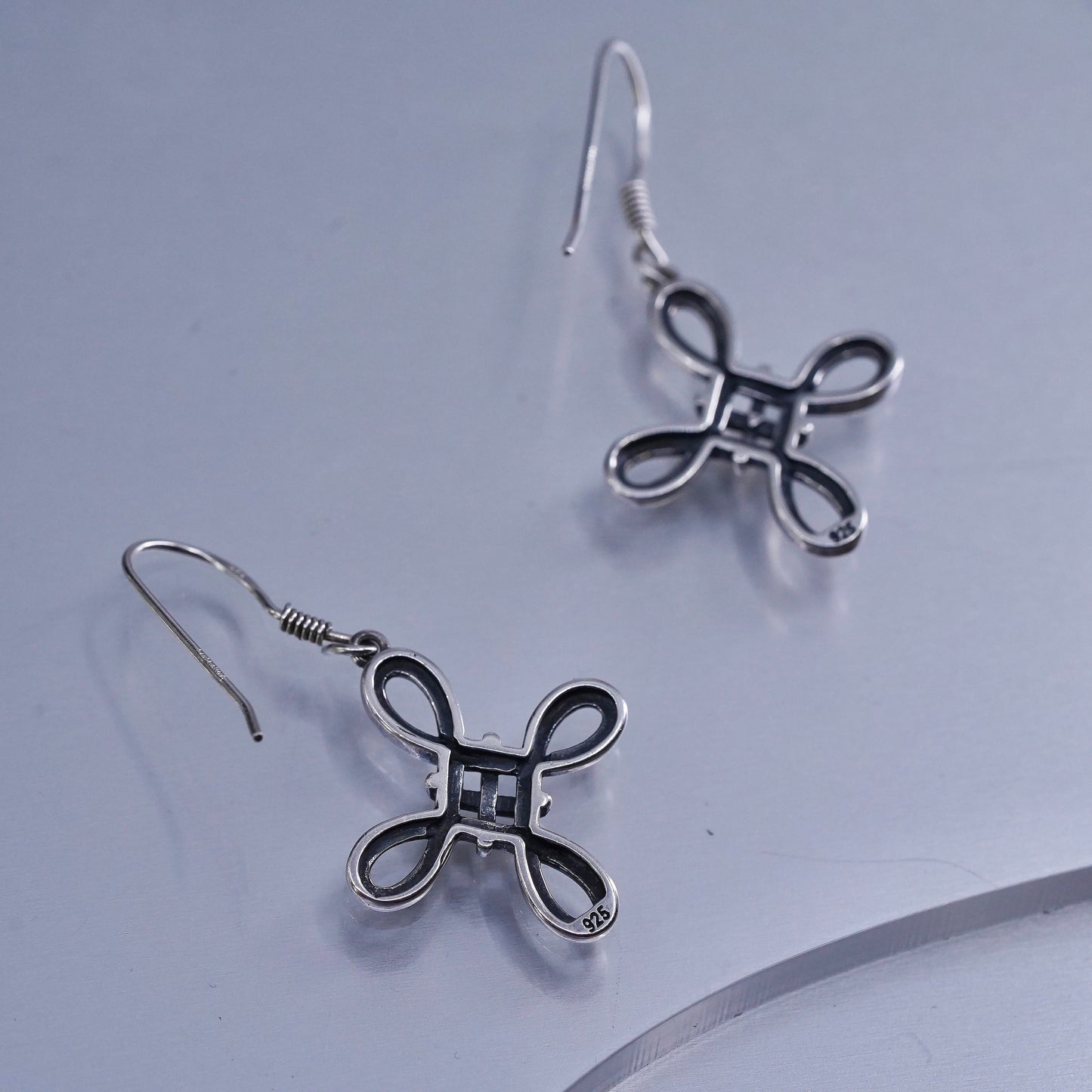 Vintage Irish Sterling 925 silver handmade filigree Celtic knot earrings