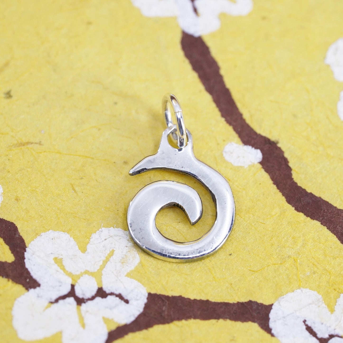 Vintage Sterling silver handmade charm, 925 spiral tag pendant