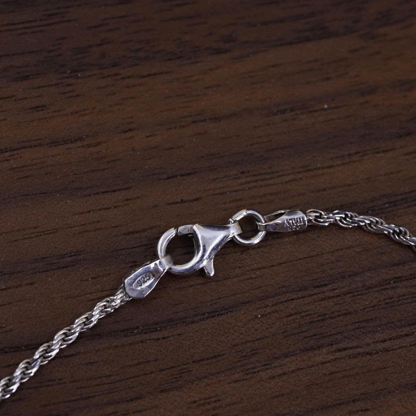 24" 2mm, vintage faded gold over Sterling silver necklace, Italy 925 rope chain