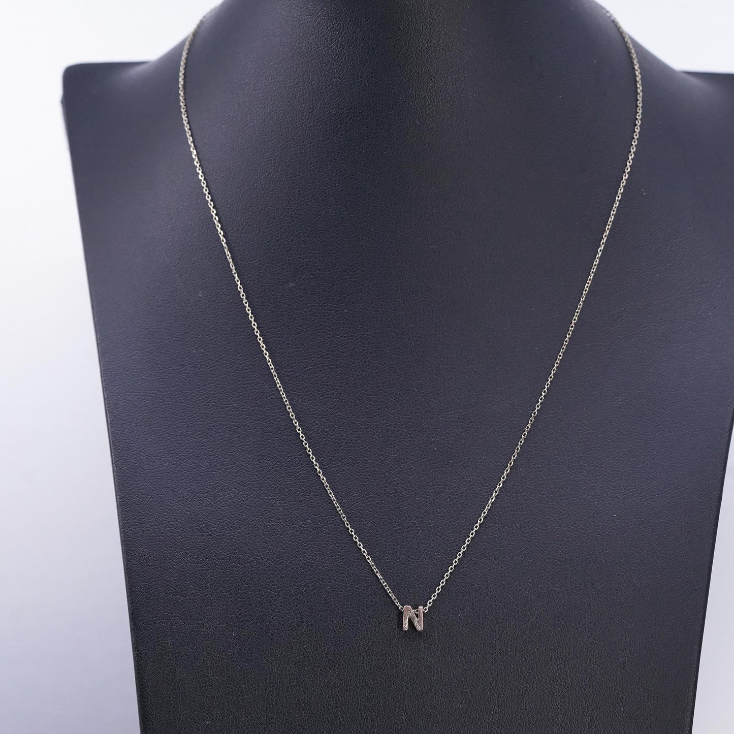 16+2", vermeil gold plated Sterling silver necklace, 925 circle letter pendant