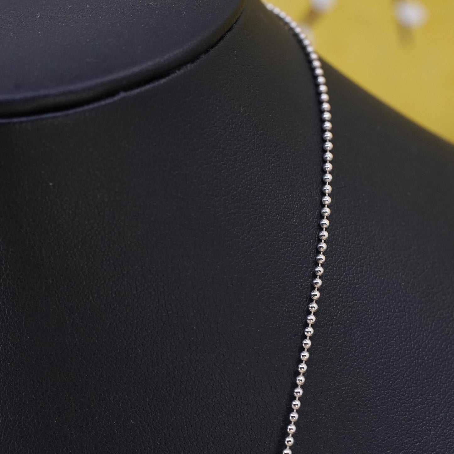 30", Italian Sterling silver necklace, extra long 925 bead puffy heart pendant