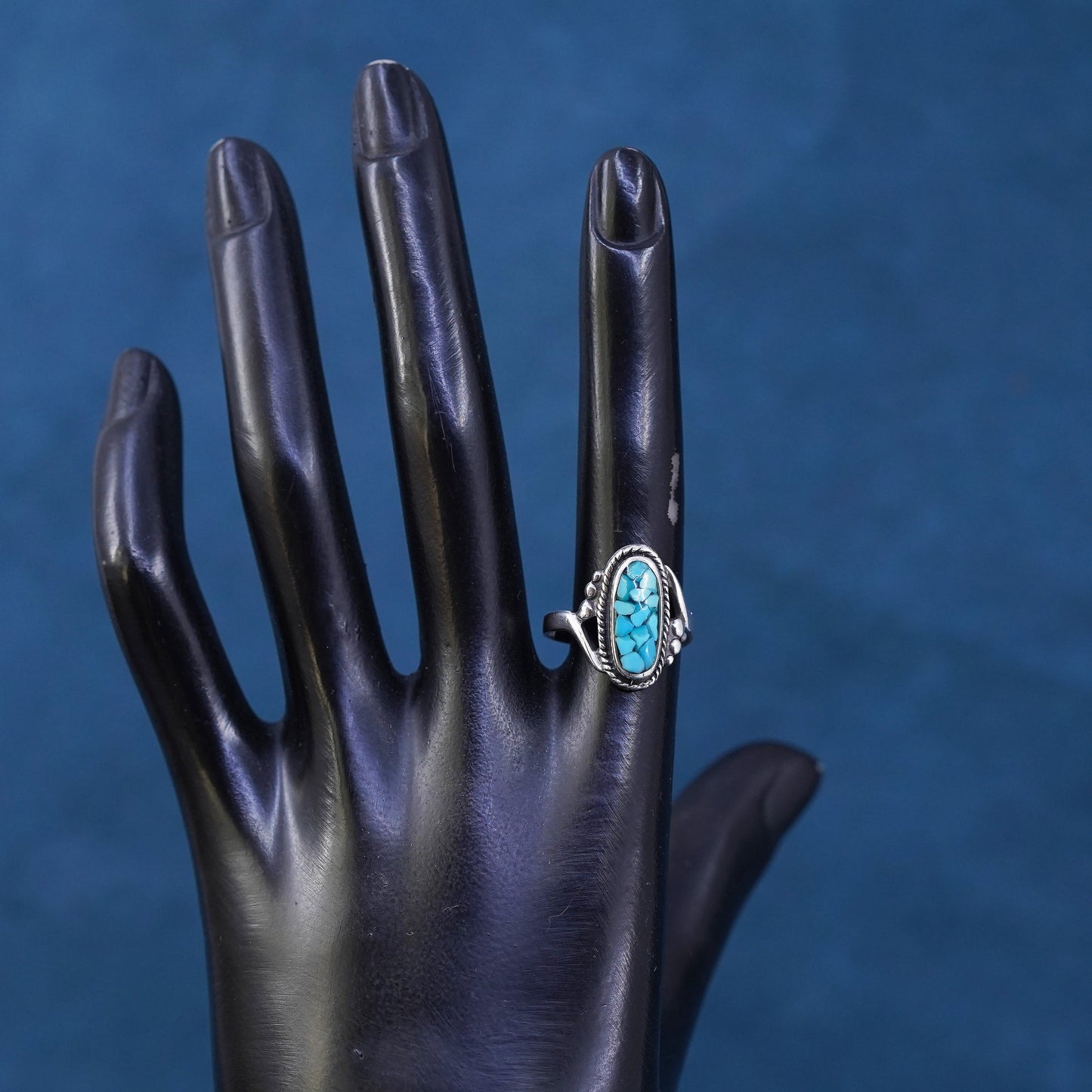 Size 7, Native American, southwestern Sterling silver handmade ring turquoise