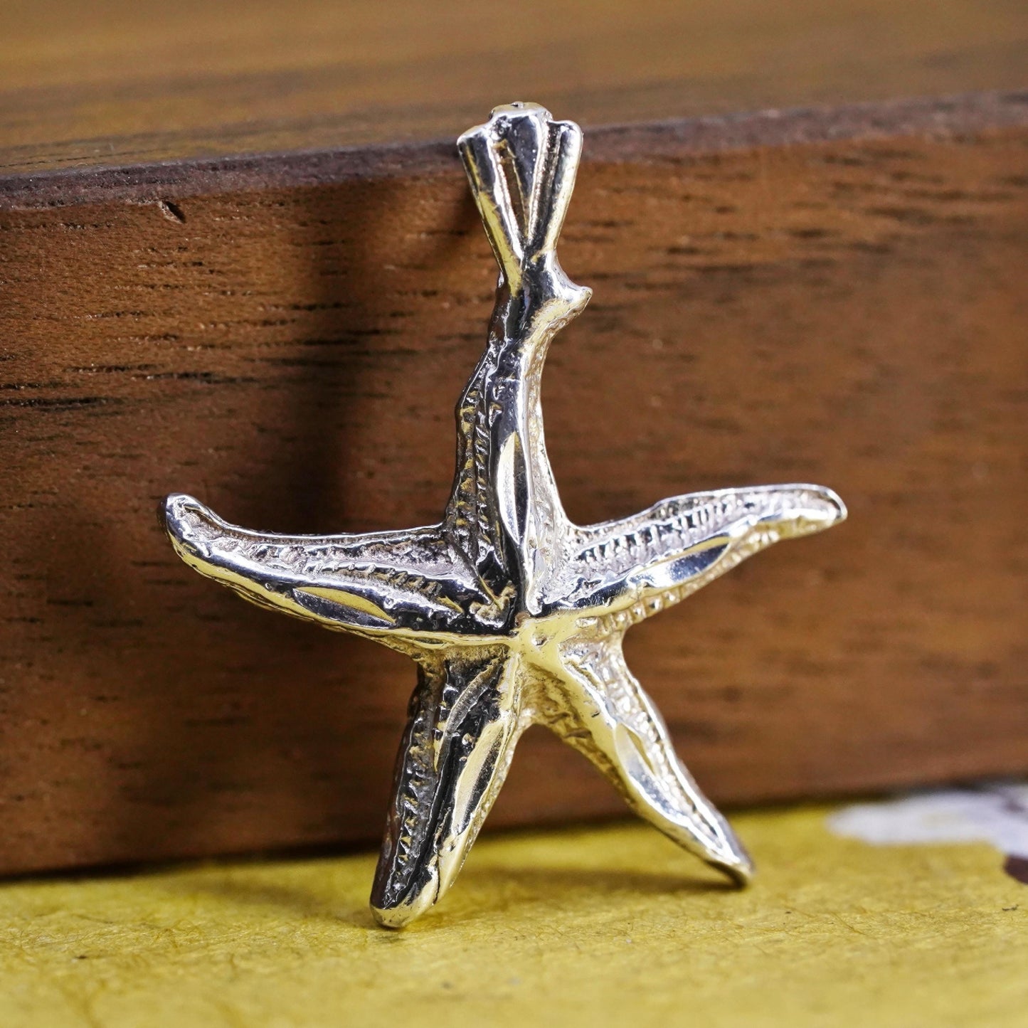 Vintage sterling silver handmade pendant, 925 star, starfish, unique