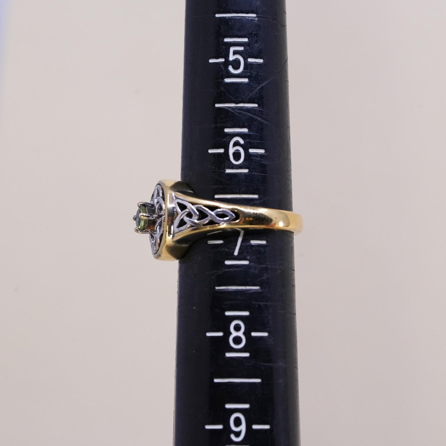 Size 6.5, vermeil gold BGE Sterling 925 silver ring peridot may the road rise