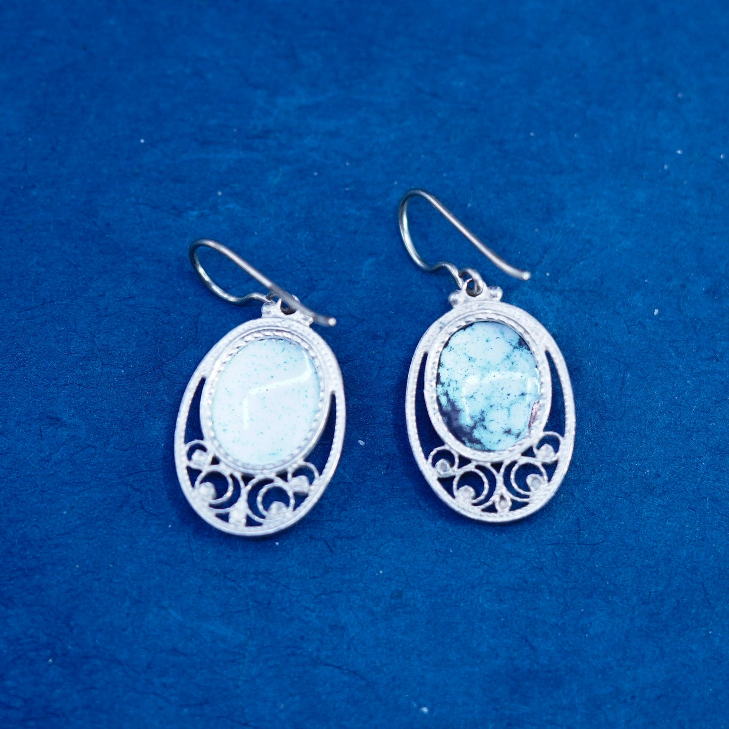 Vintage Sterling 925 silver handmade earrings with flower
