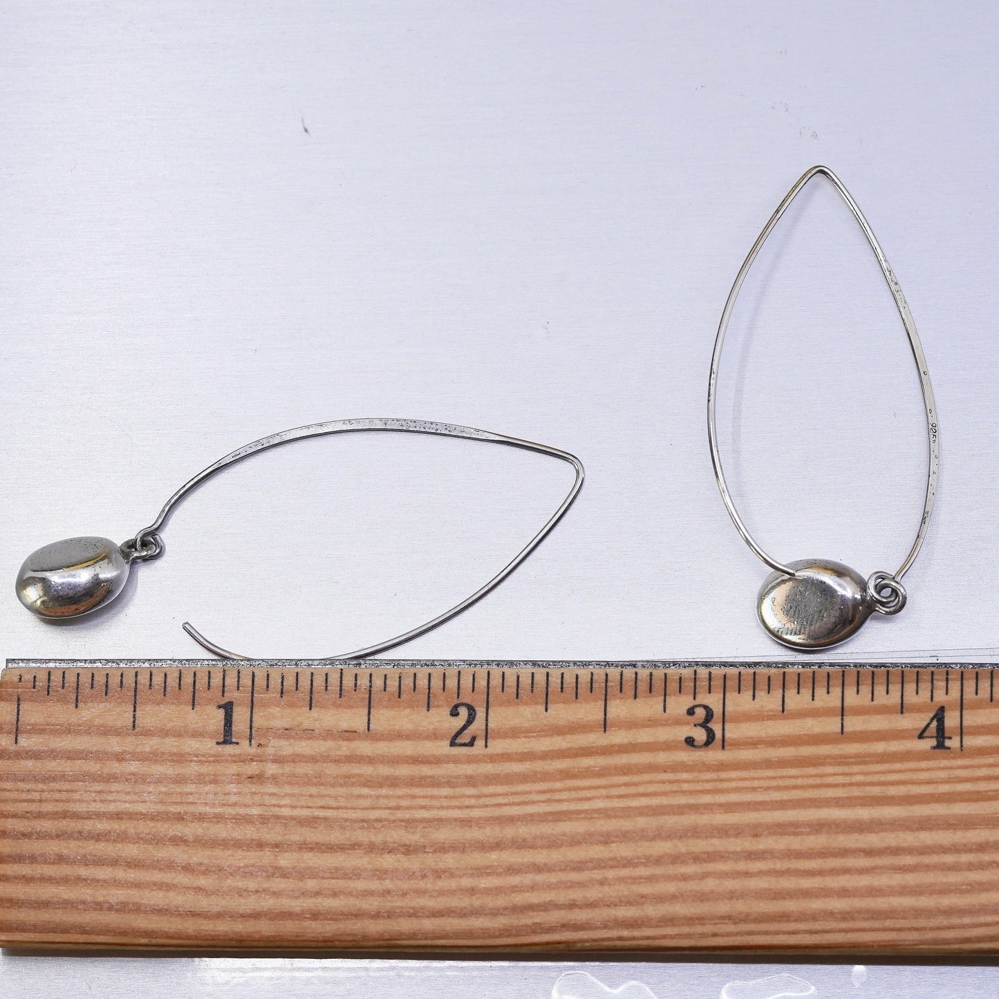 Silpada Sterling 925 silver W2032 Oval Drop Dangle Threader Earrings Bean