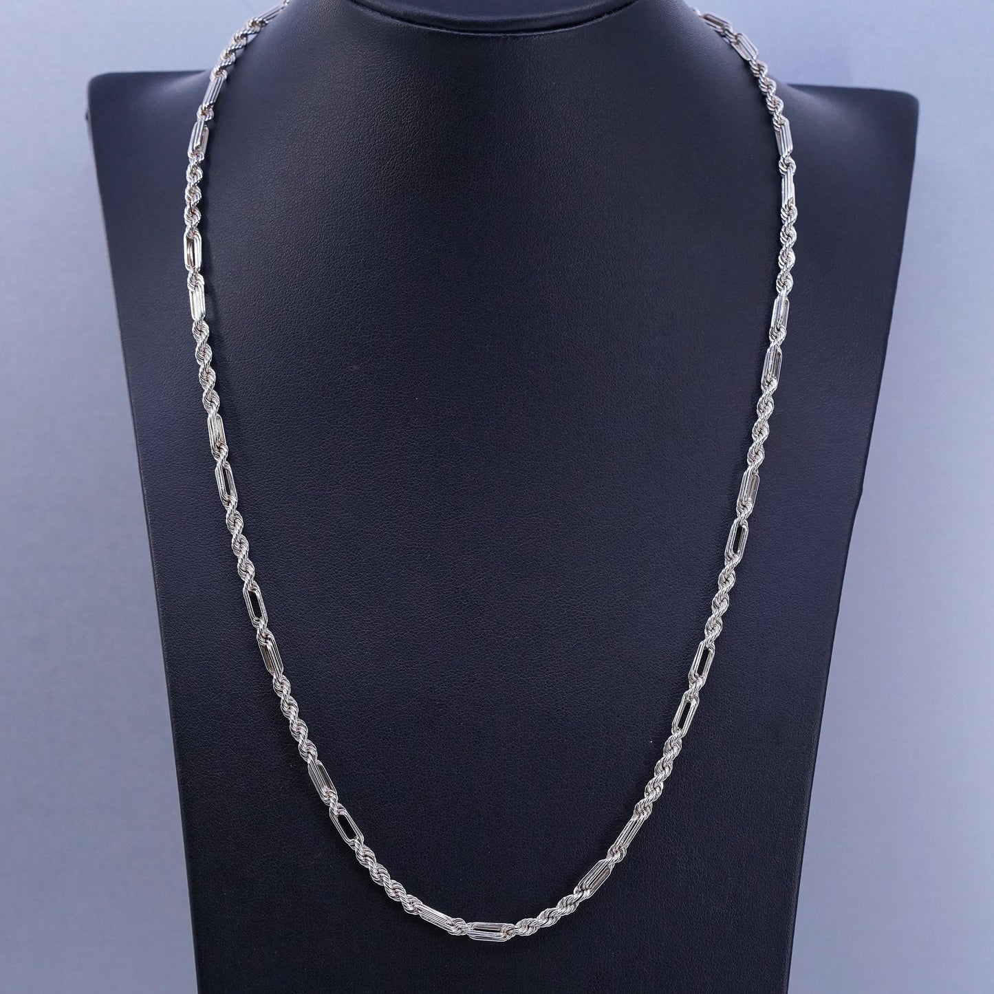 22” 4mm, vintage Italian Bolivia Sterling 925 silver bold rope chain necklace