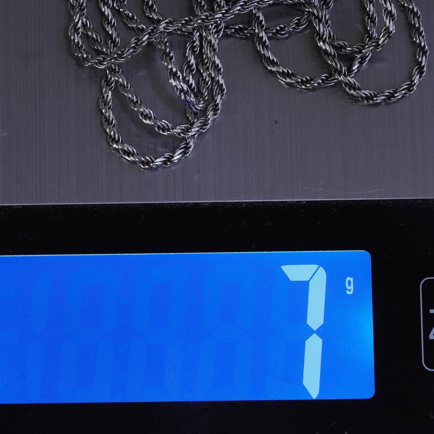 24", 2mm, vintage Italy Sterling silver necklace, 925 diamond cut rope chain
