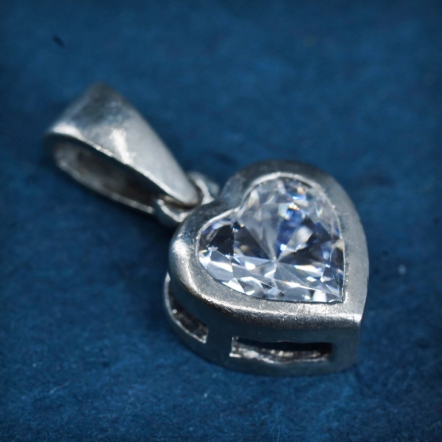Vintage Sterling silver 925 handmade pendant with cz heart
