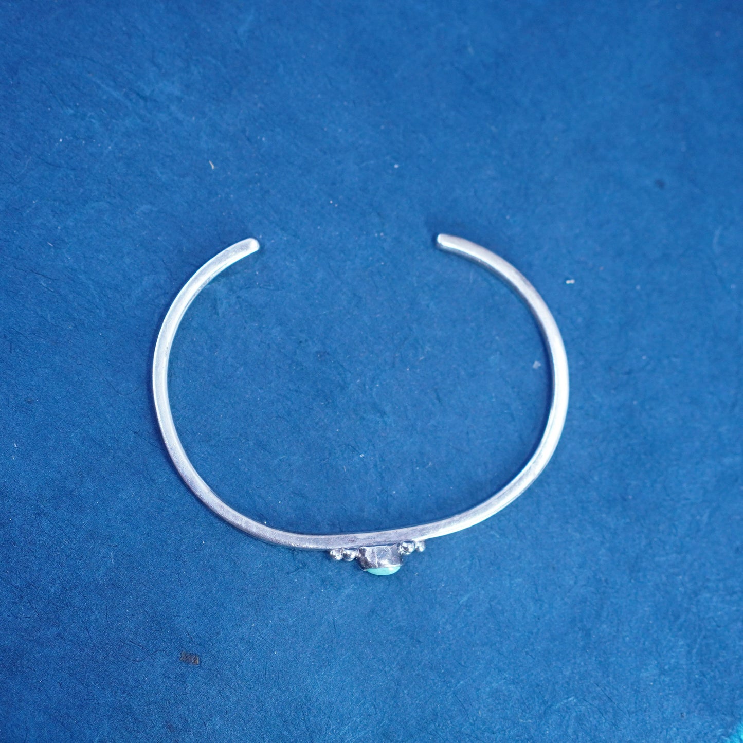 6”, Native American Sterling silver bracelet, stackable 925 cuff with turquoise