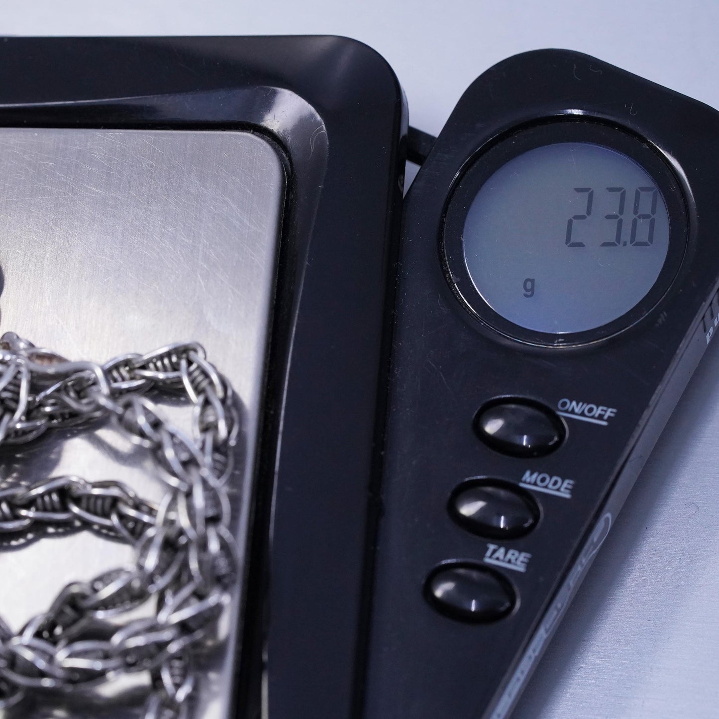 20” 4mm, vintage Sterling 925 silver bold rope chain necklace with flower clasp