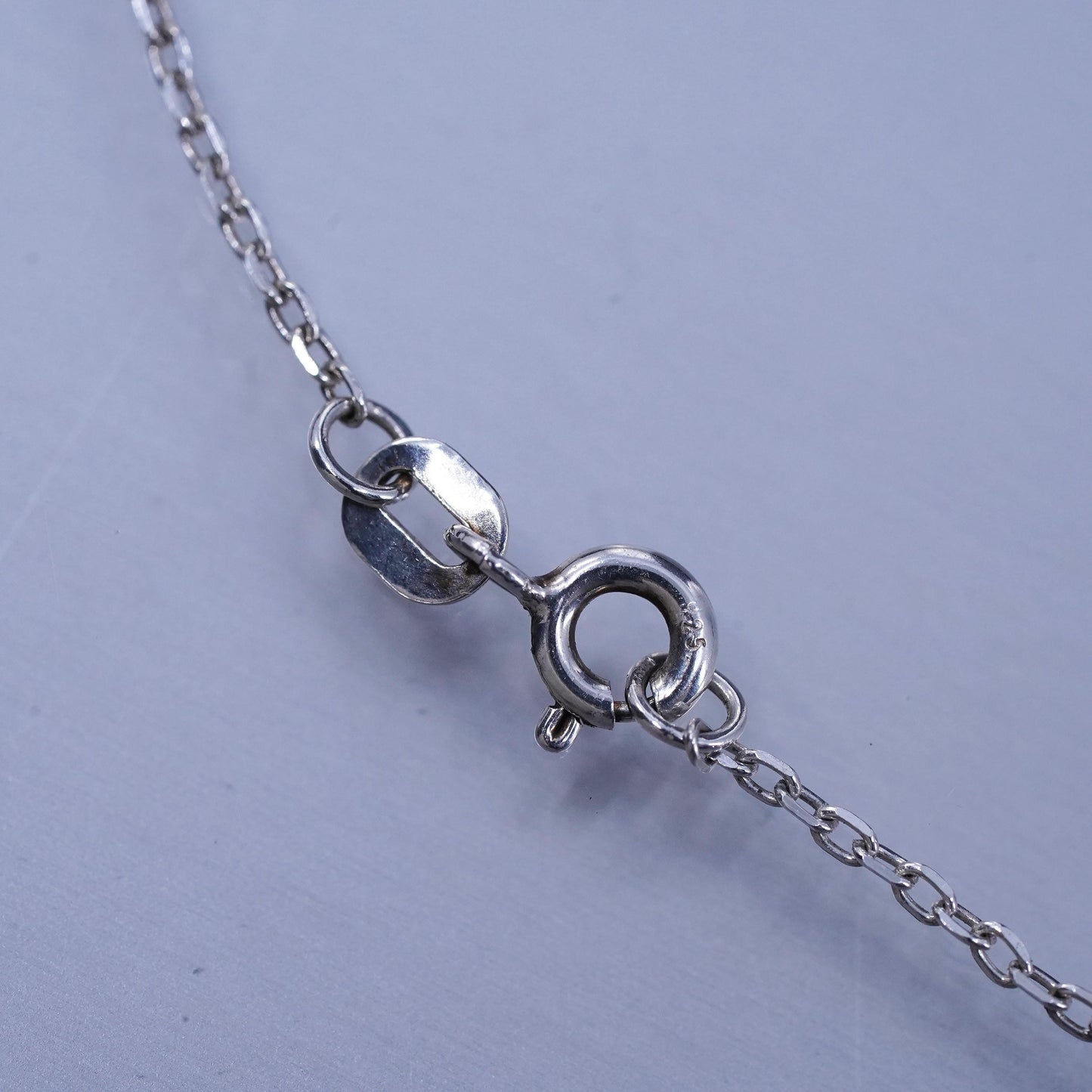 18” 1mm, vintage Italy Sterling 925 silver flatten circle chain necklace