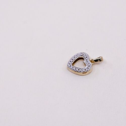 VTG vermeil Gold over Sterling silver pendant, 925 heart pendant with diamond