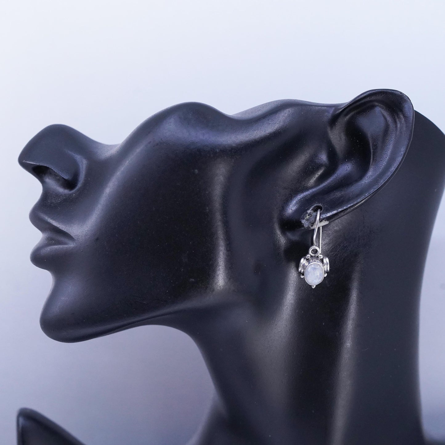 Vintage Sterling 925 silver handmade earrings with moonstone