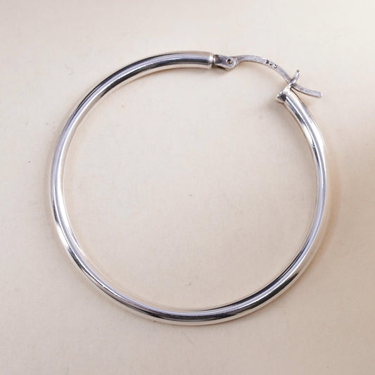 1.5", Vintage sterling 925 silver loop single earring, fashion primitive hoop