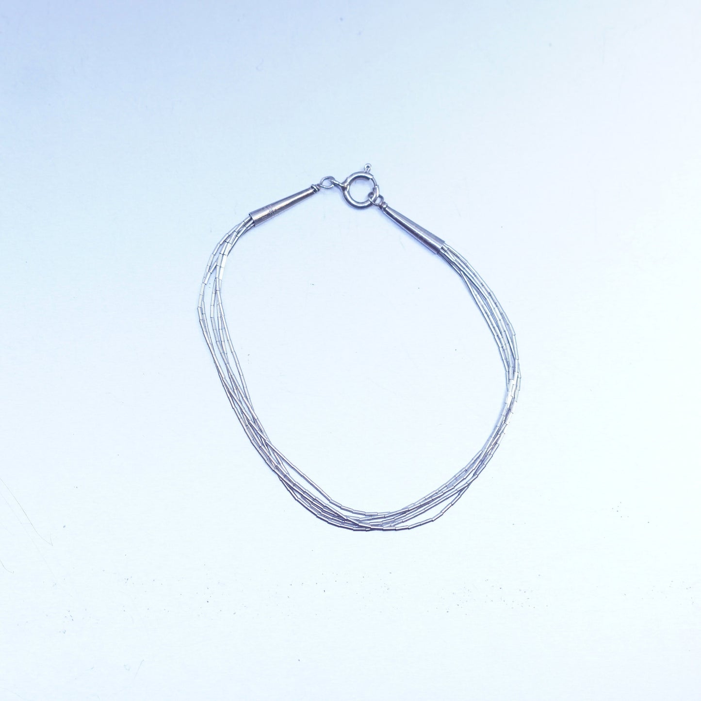 7”, Vintage Sterling 925 silver handmade bracelet, multi strands liquid chain