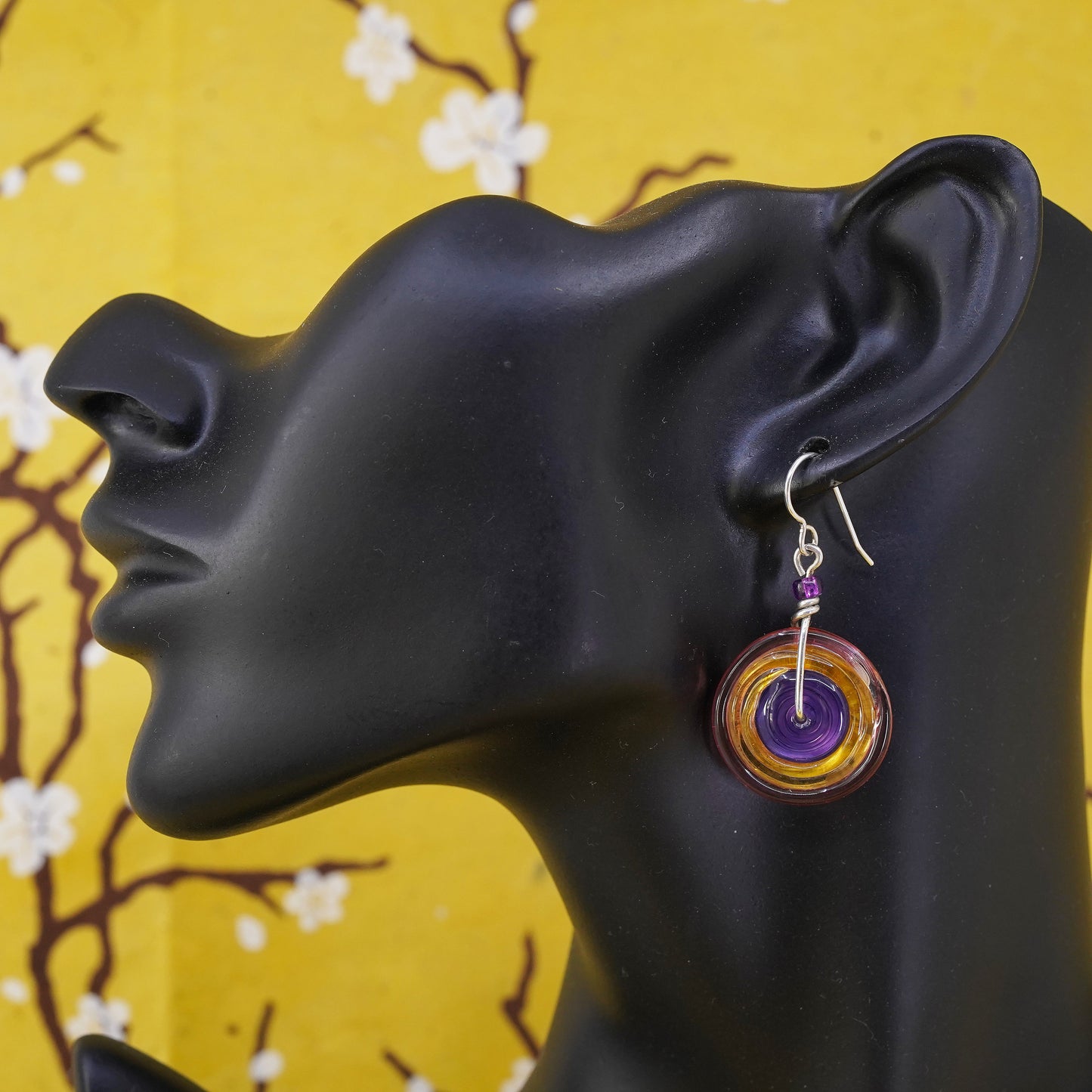 Vintage Eye Candy Sterling silver handmade earrings, 925 glass beads