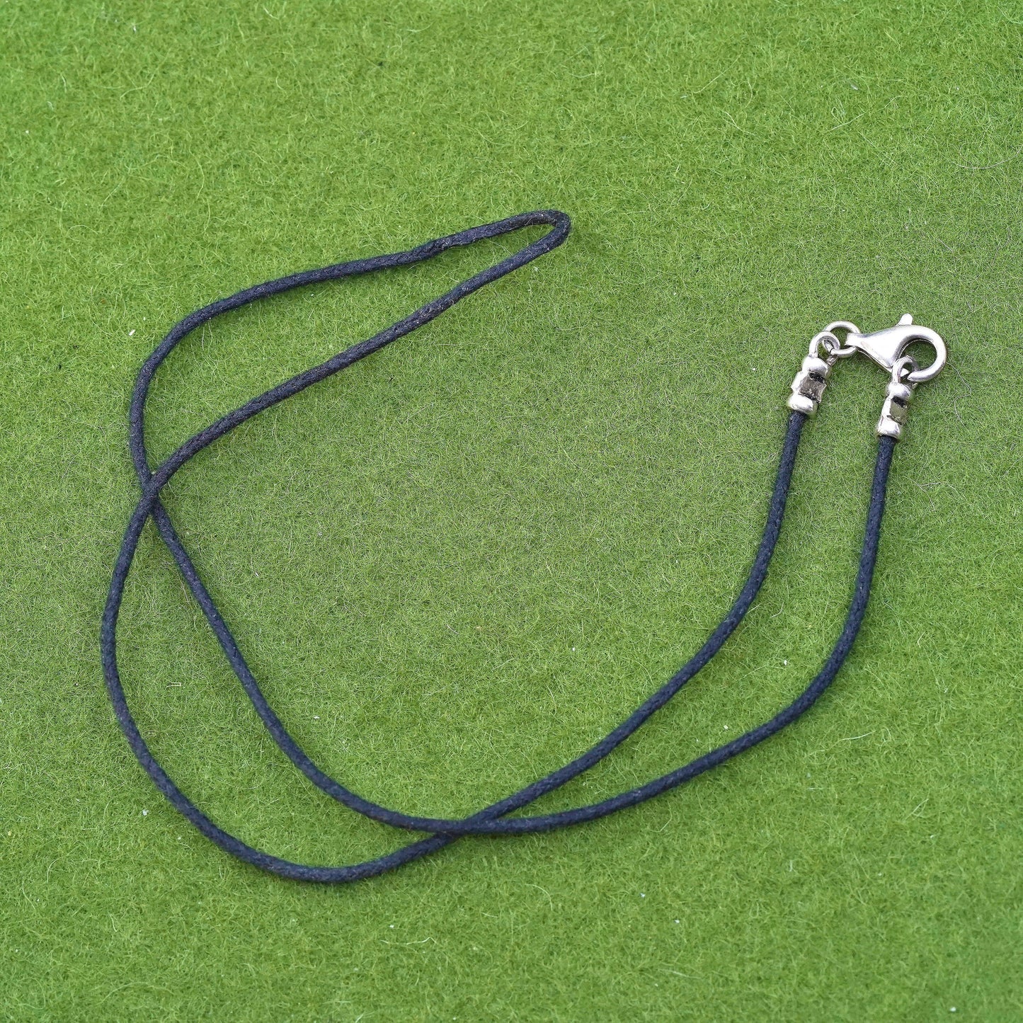 16" vintage Sterling 925 silver handmade necklace, black linen chain