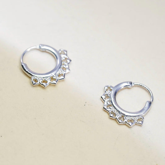 10mm, Vintage sterling silver loop earrings, fashion, fine 925 silver hoops