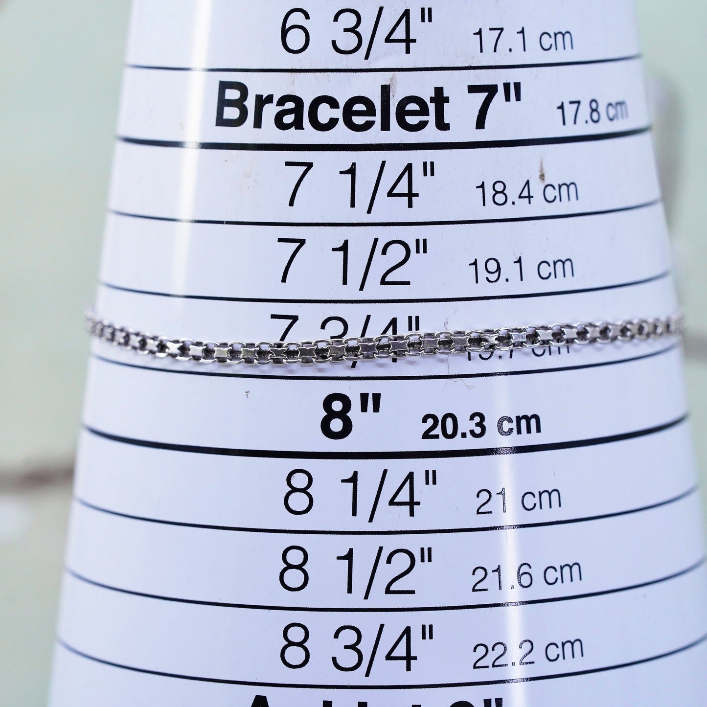 8" 3mm, Vintage sterling 925 silver bracelet, Italy anchor chain