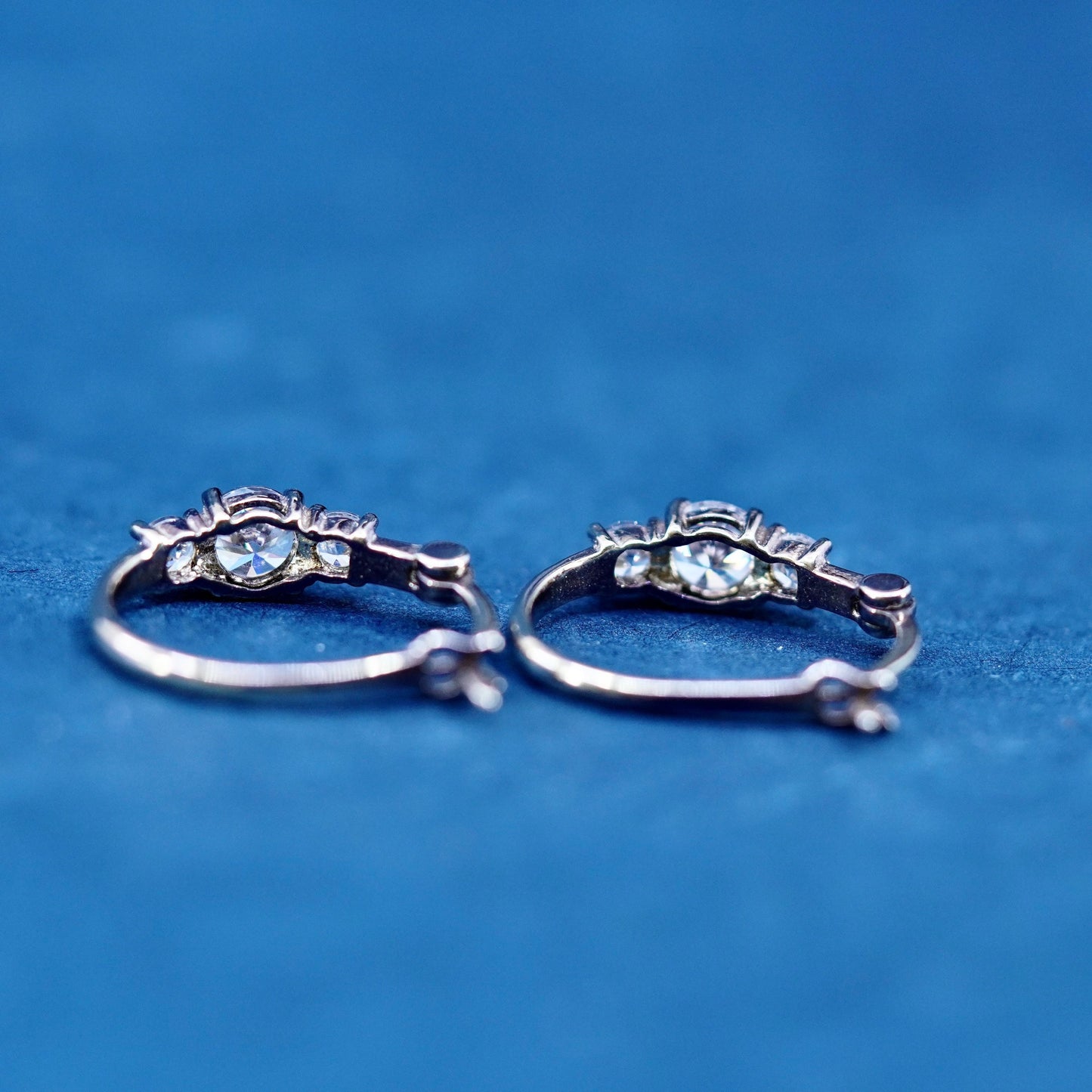 0.75” vermeil gold filled Sterling silver earrings, 925 huggie hoops with cz