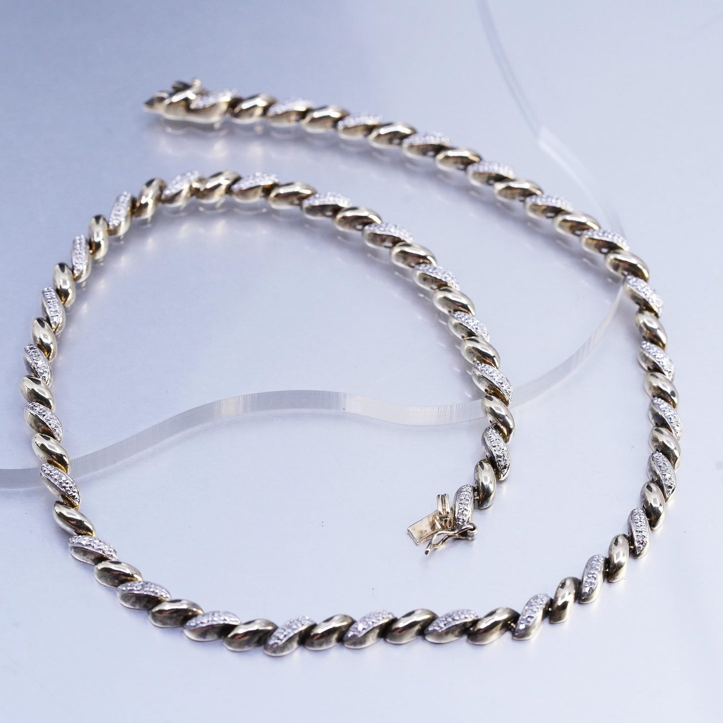 18" two tone vermeil gold over Sterling 925 silver San Marco necklace diamond