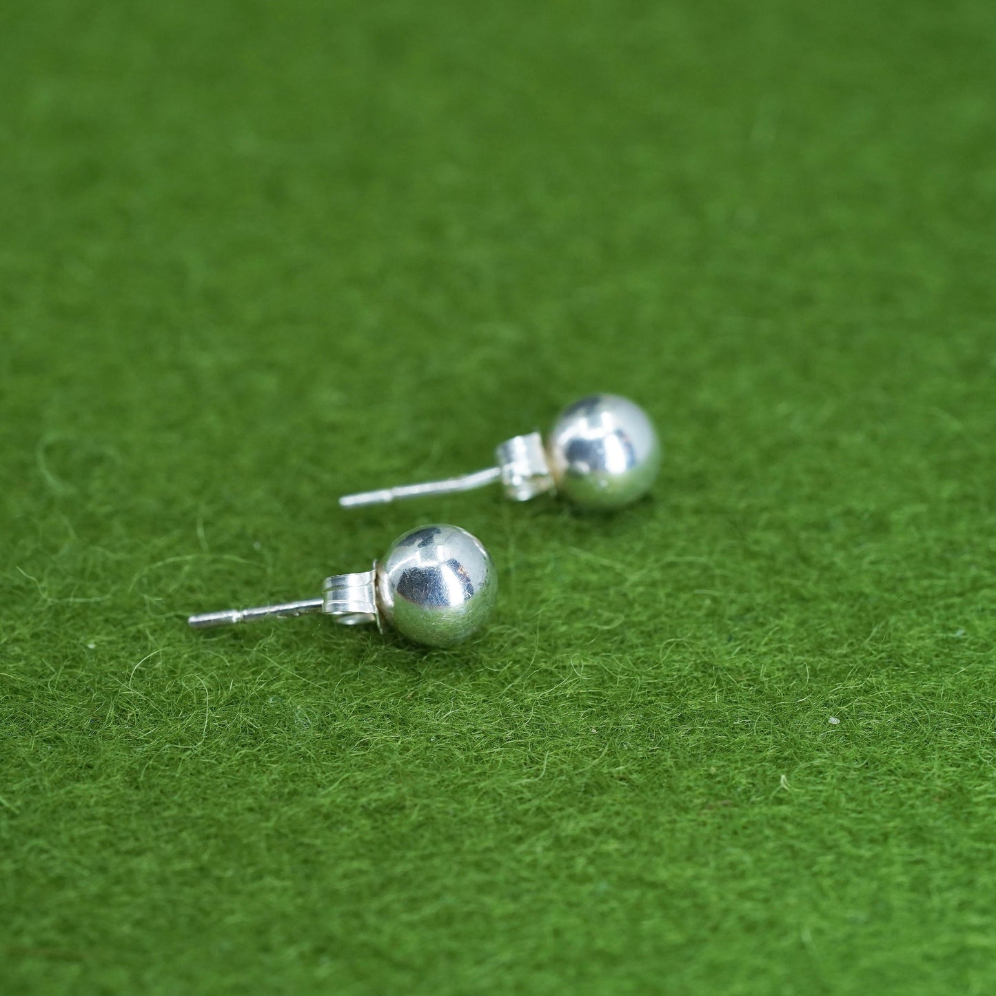 5mm, Vintage sterling silver sphere studs, handmade 925 earrings with star