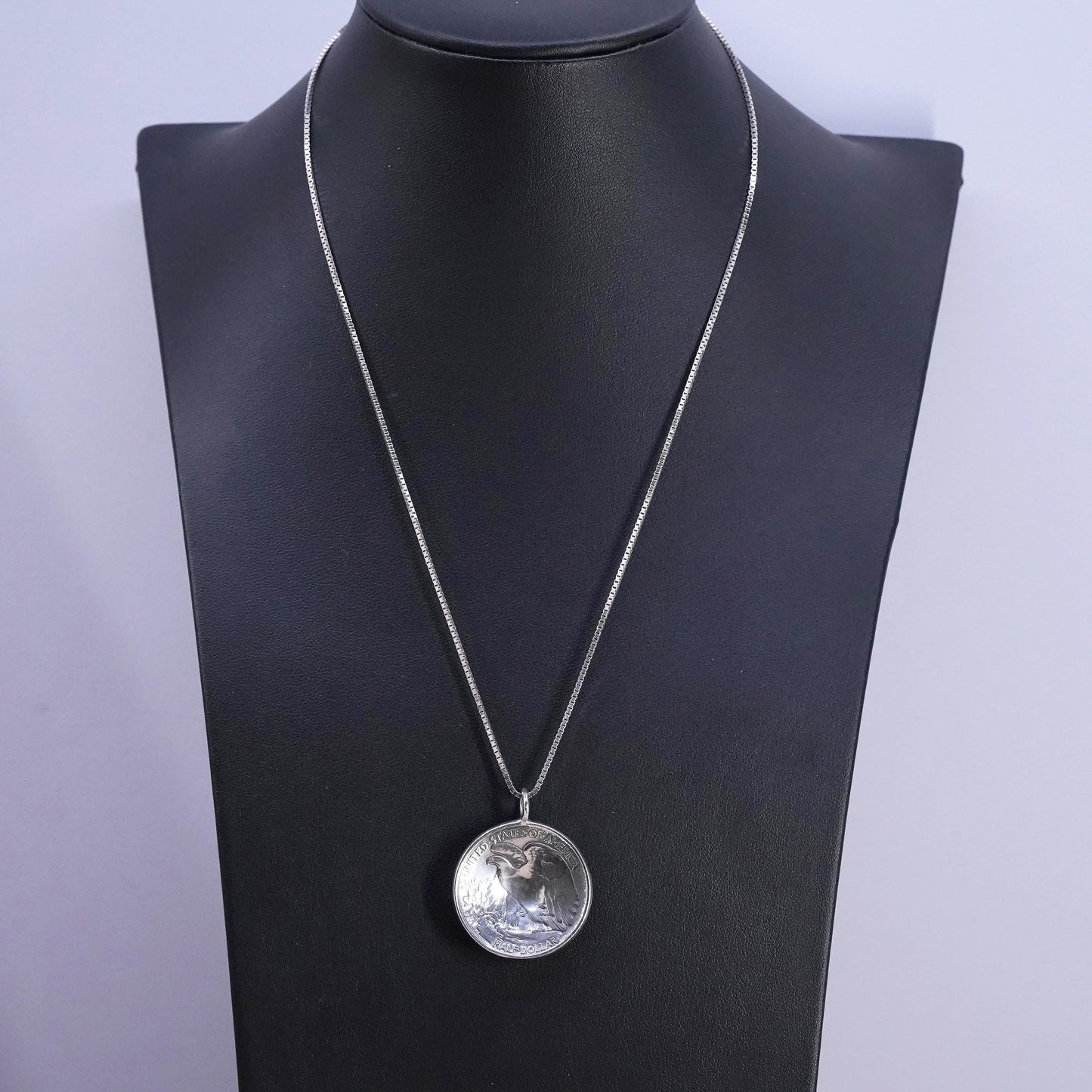 American Eagle US half dollar Coin pendant, Sterling 925 silver necklace