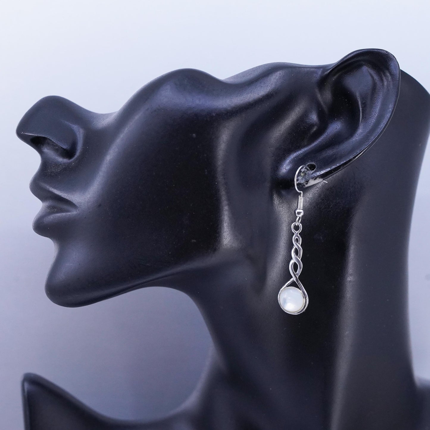 Vintage Sterling 925 silver handmade earrings with moonstone